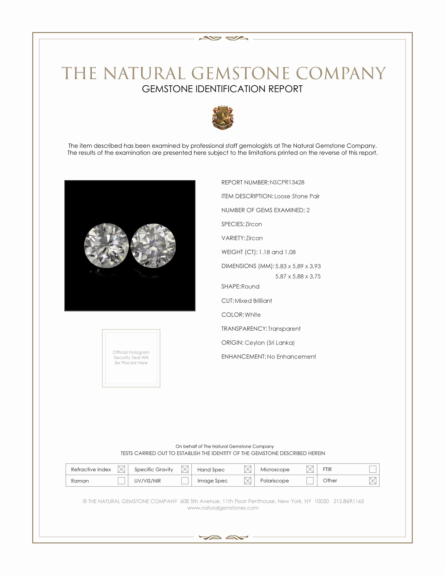 2.26 Ct.Tw. White Zircon Pair from Ceylon (Sri Lanka)