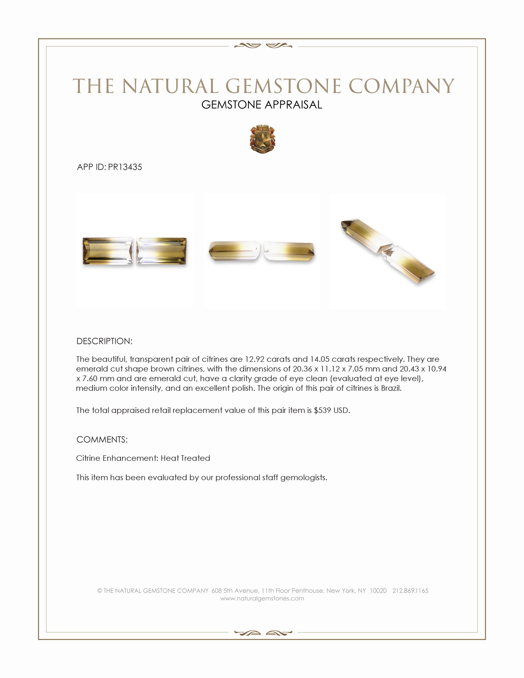 26.97 Ct.Tw. Brown Citrine Pair from Brazil