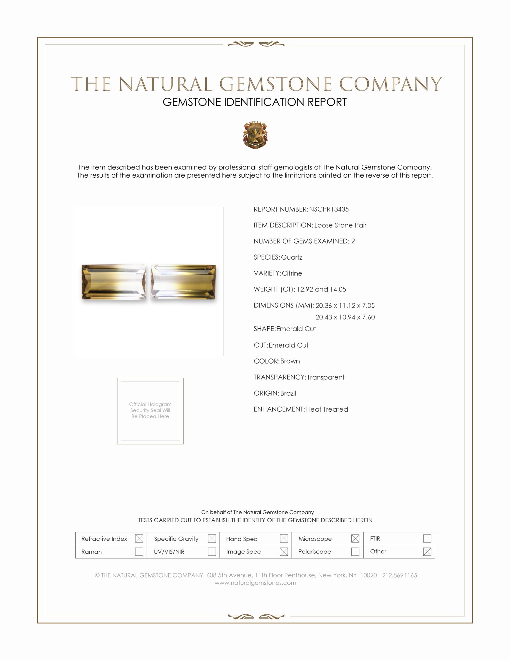 26.97 Ct.Tw. Citrine Pair from Brazil