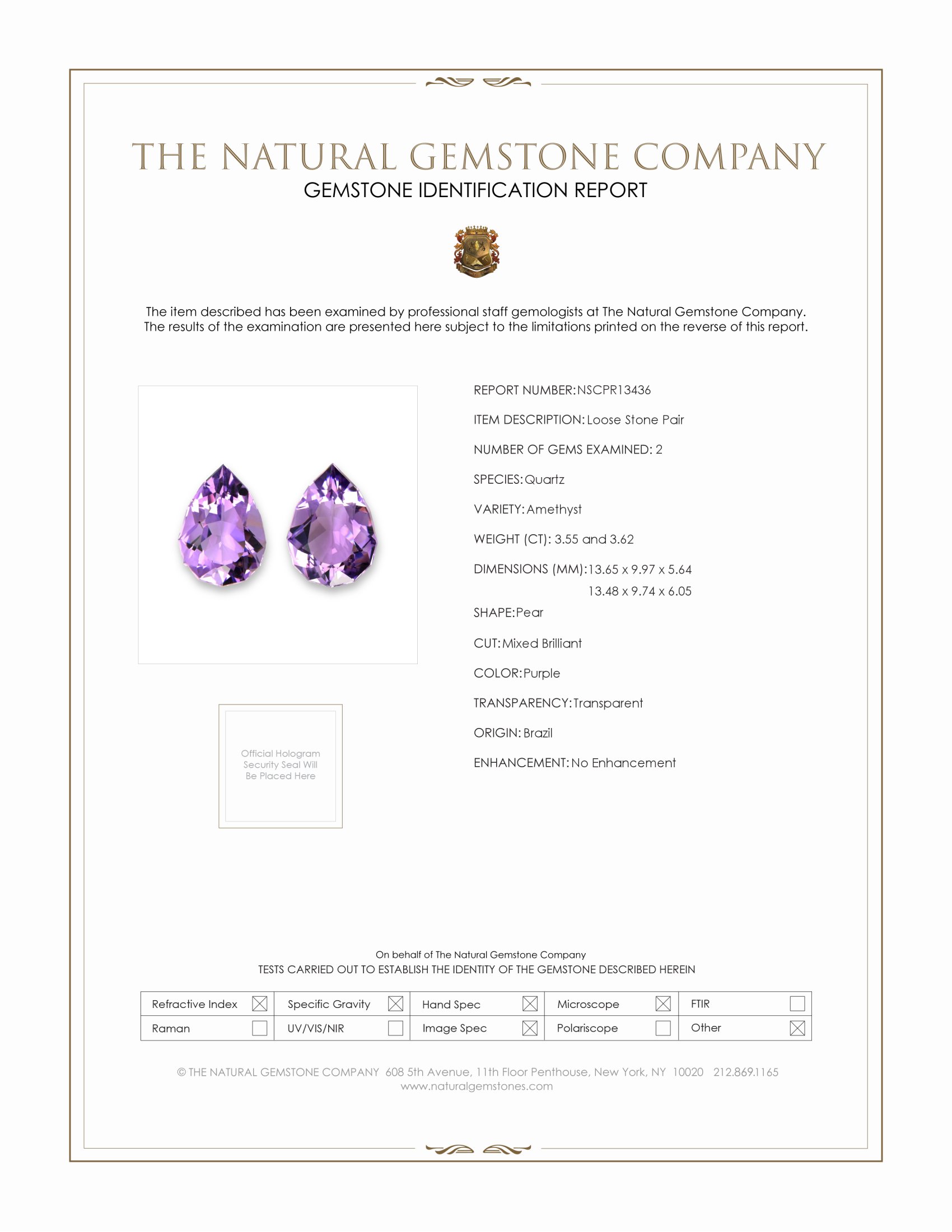 7.17 Ct.Tw. Purple Amethyst Pair from Brazil
