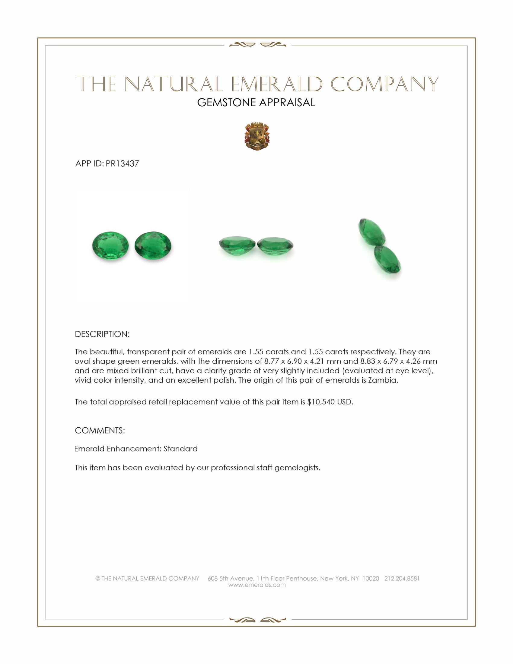 3.10 Ct.Tw. Emerald Pair from Zambia