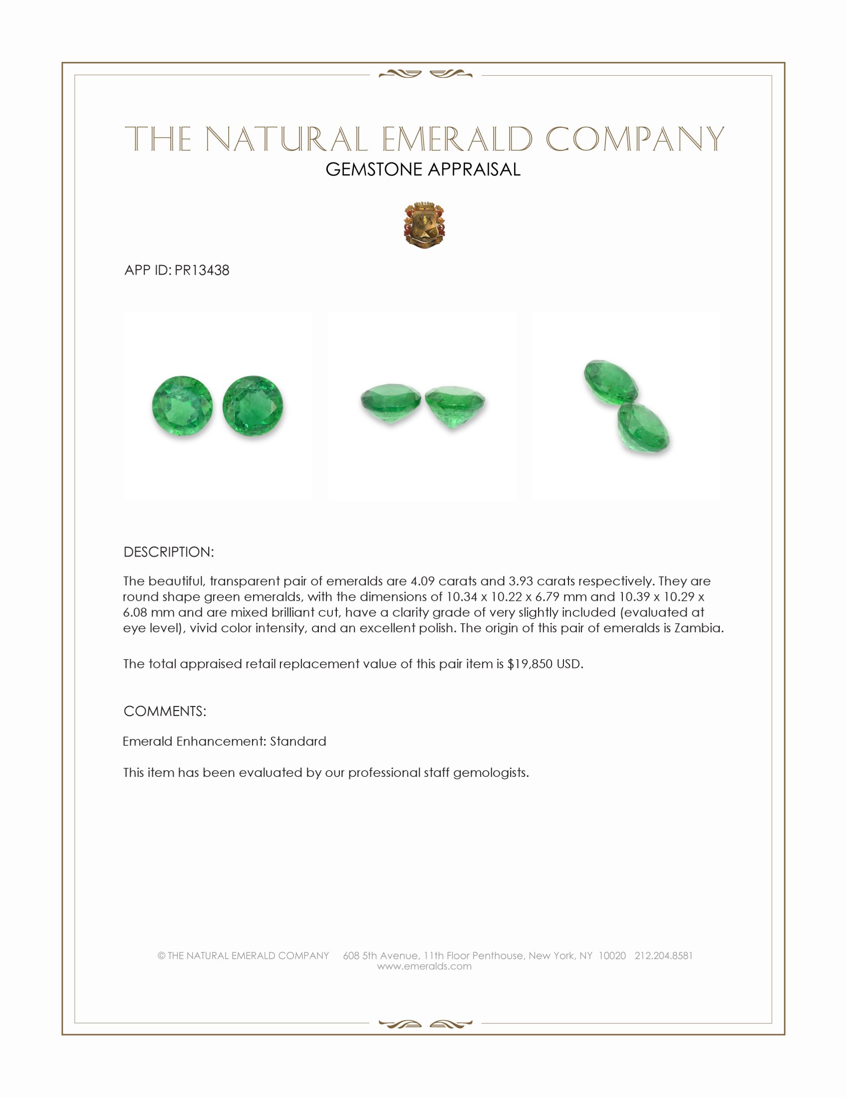 8.02 Ct.Tw. Emerald Pair from Zambia