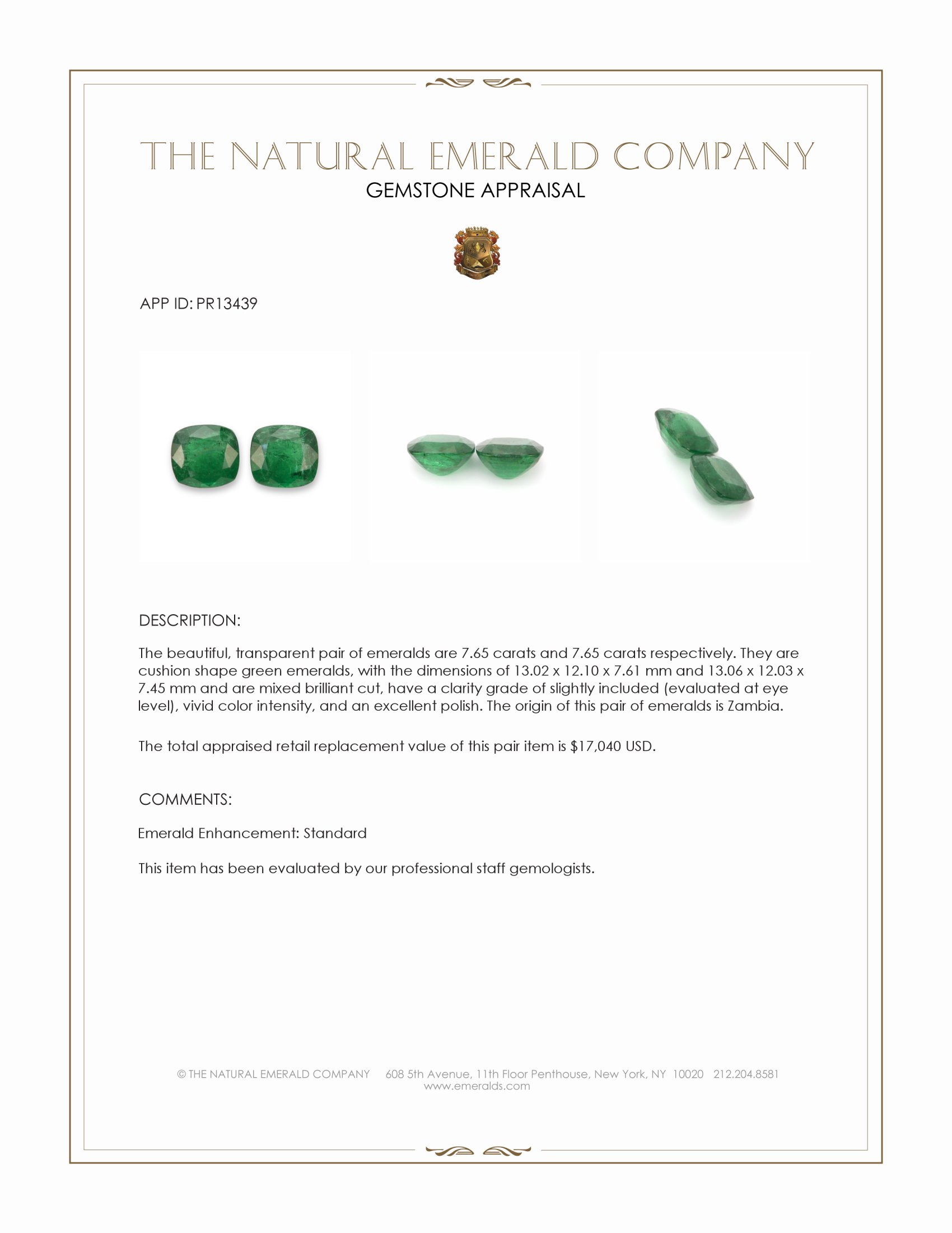 15.30 Ct.Tw. Emerald Pair from Zambia