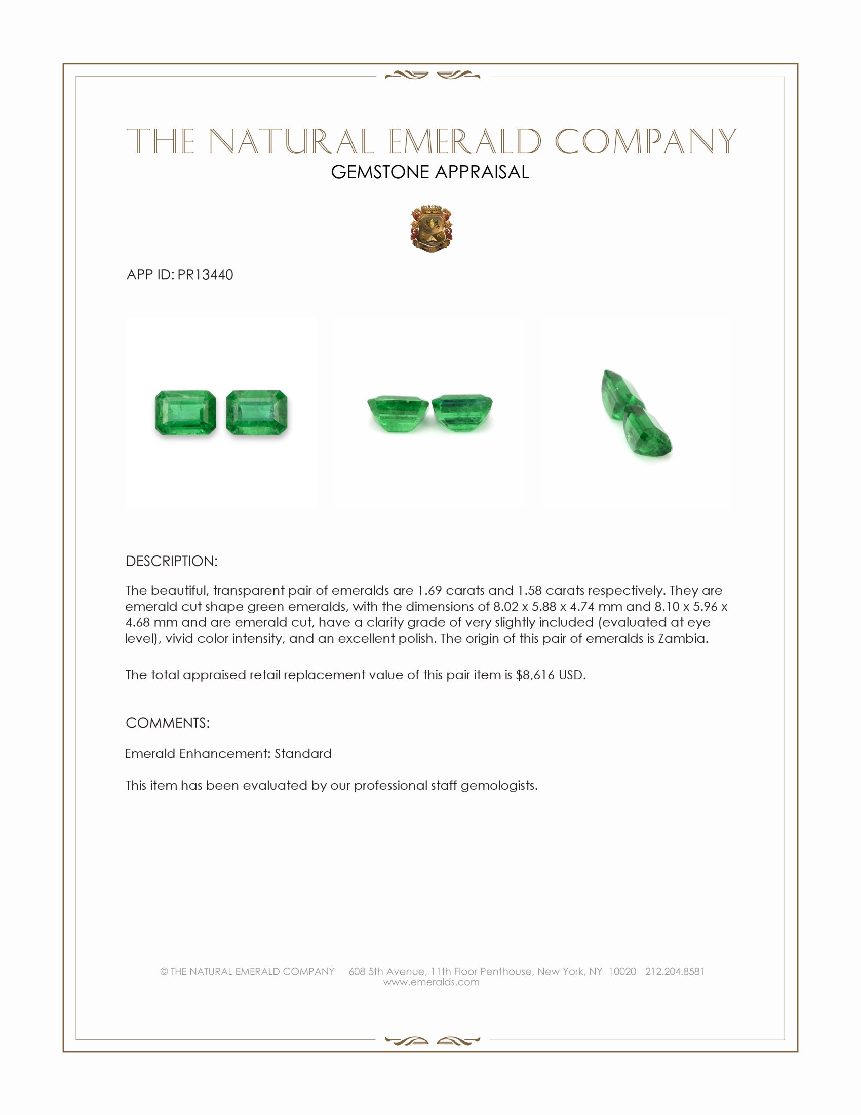 3.27 Ct.Tw. Emerald Pair from Zambia