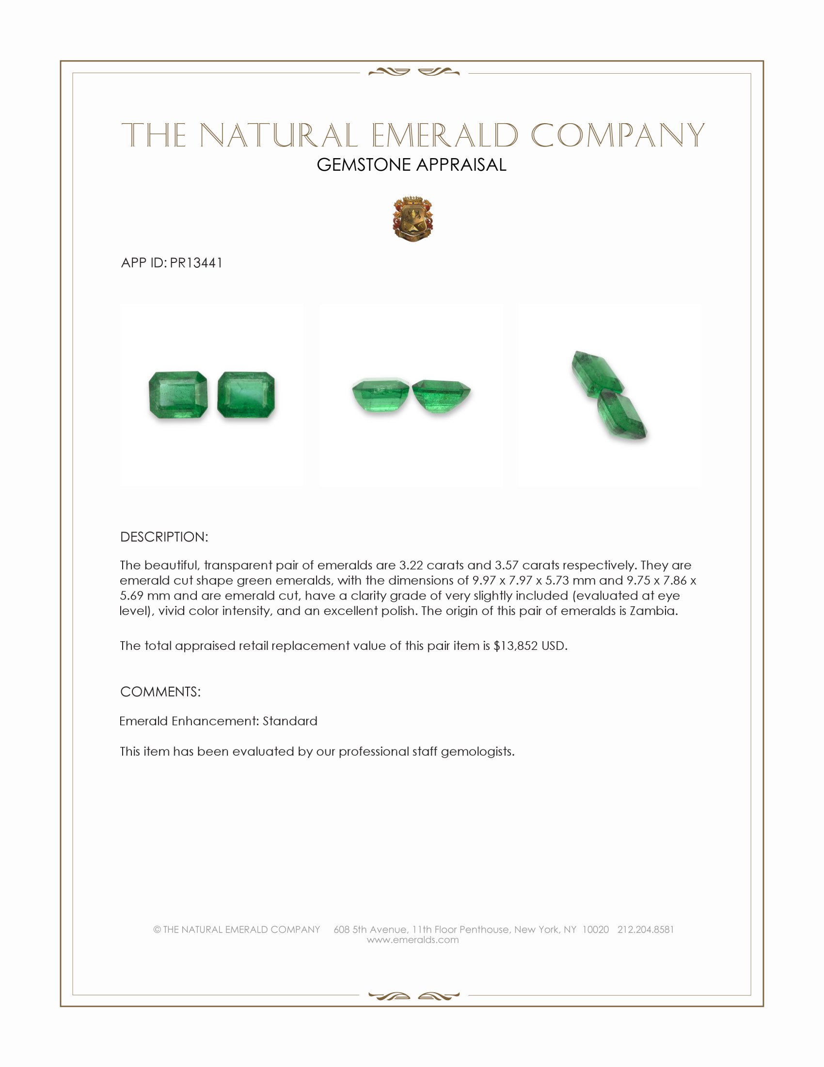 6.79 Ct.Tw. Emerald Pair from Zambia