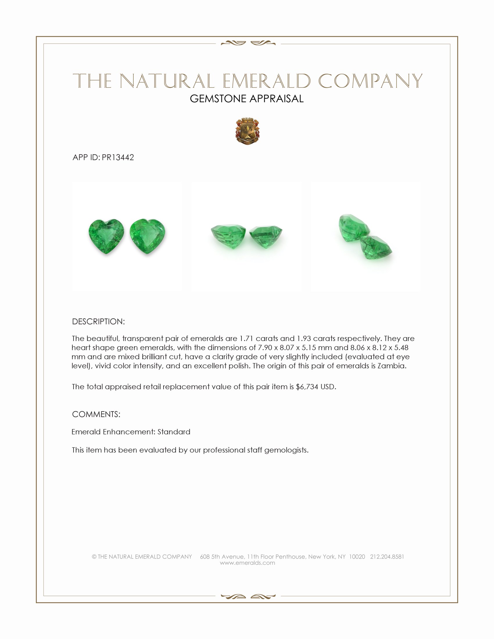 3.64 Ct.Tw. Emerald Pair from Zambia