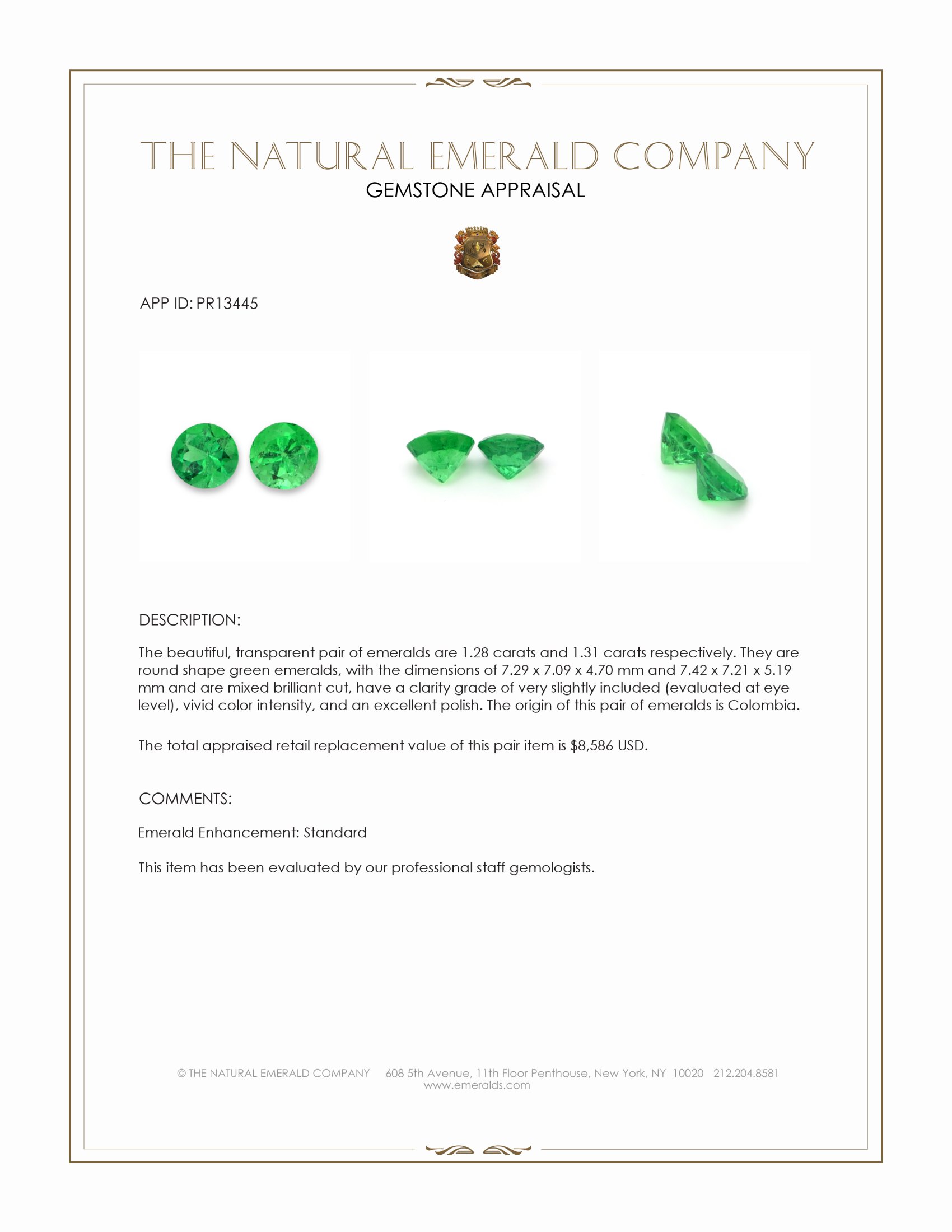 2.59 Ct.Tw. Emerald Pair from Colombia