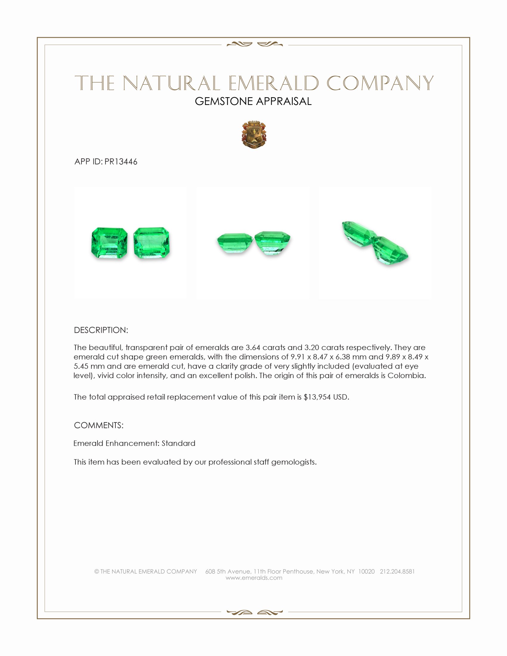 6.84 Ct.Tw. Emerald Pair from Colombia