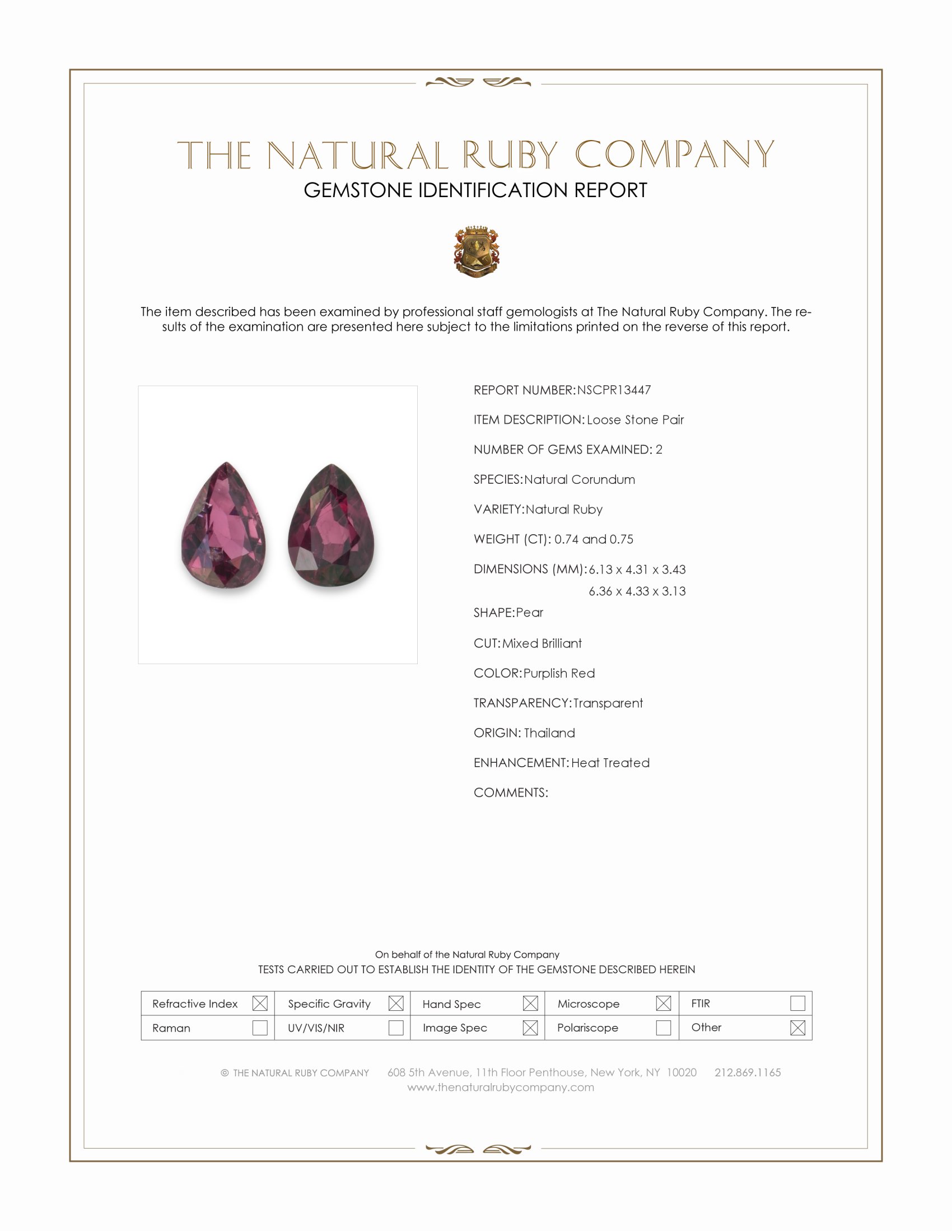 1.49 Ct.Tw. Ruby Pair from Thailand