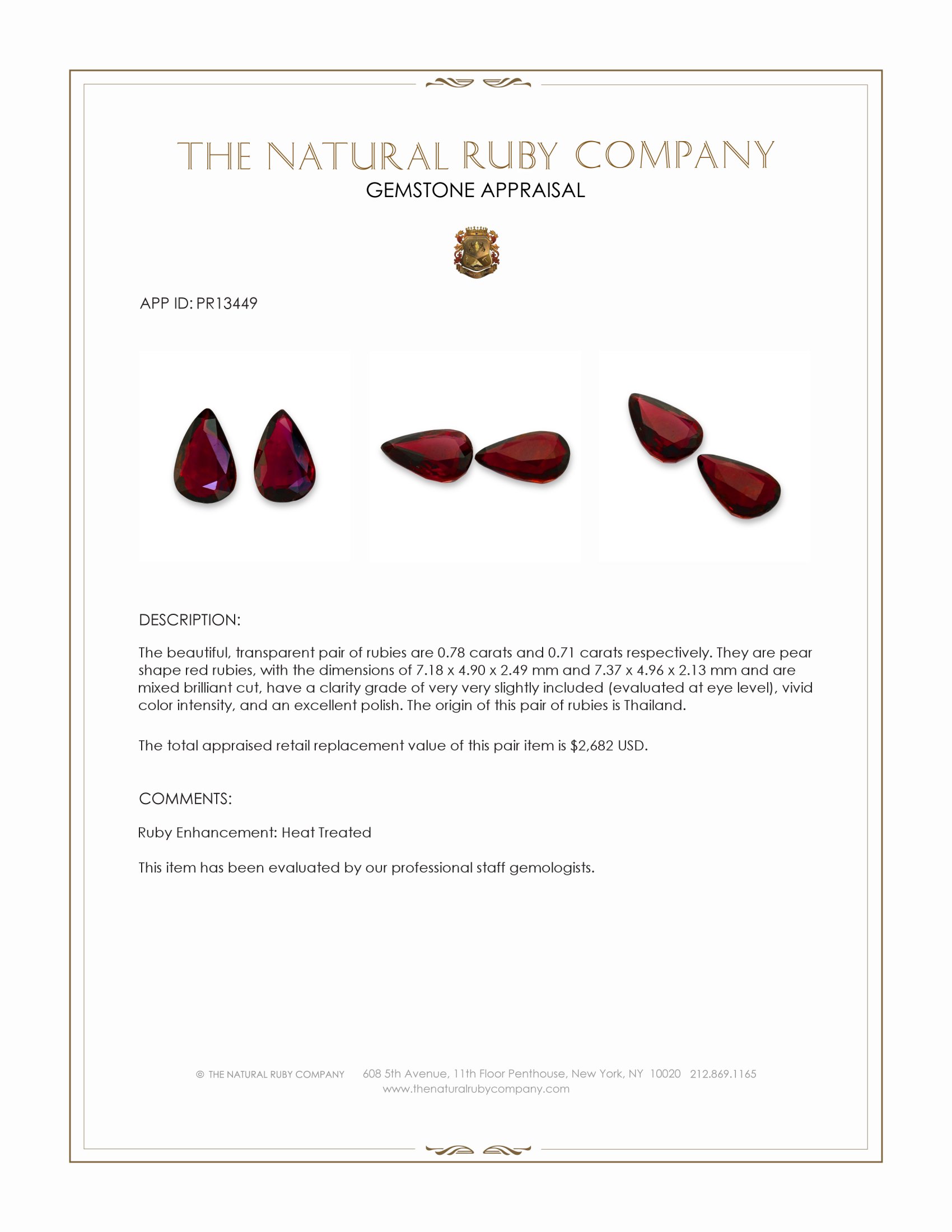 1.49 Ct.Tw. Ruby Pair from Thailand