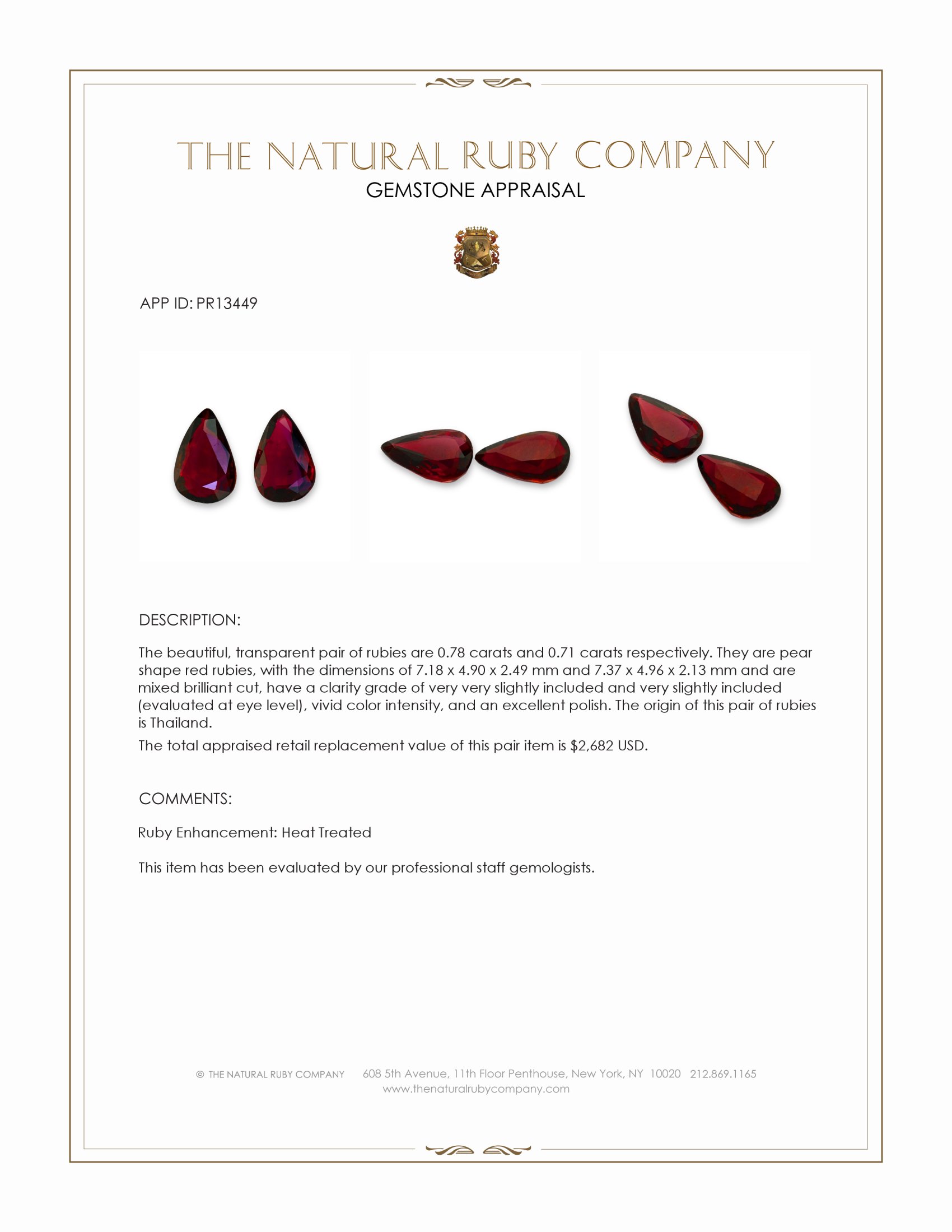 1.49 Ct.Tw. Ruby Pair from Thailand