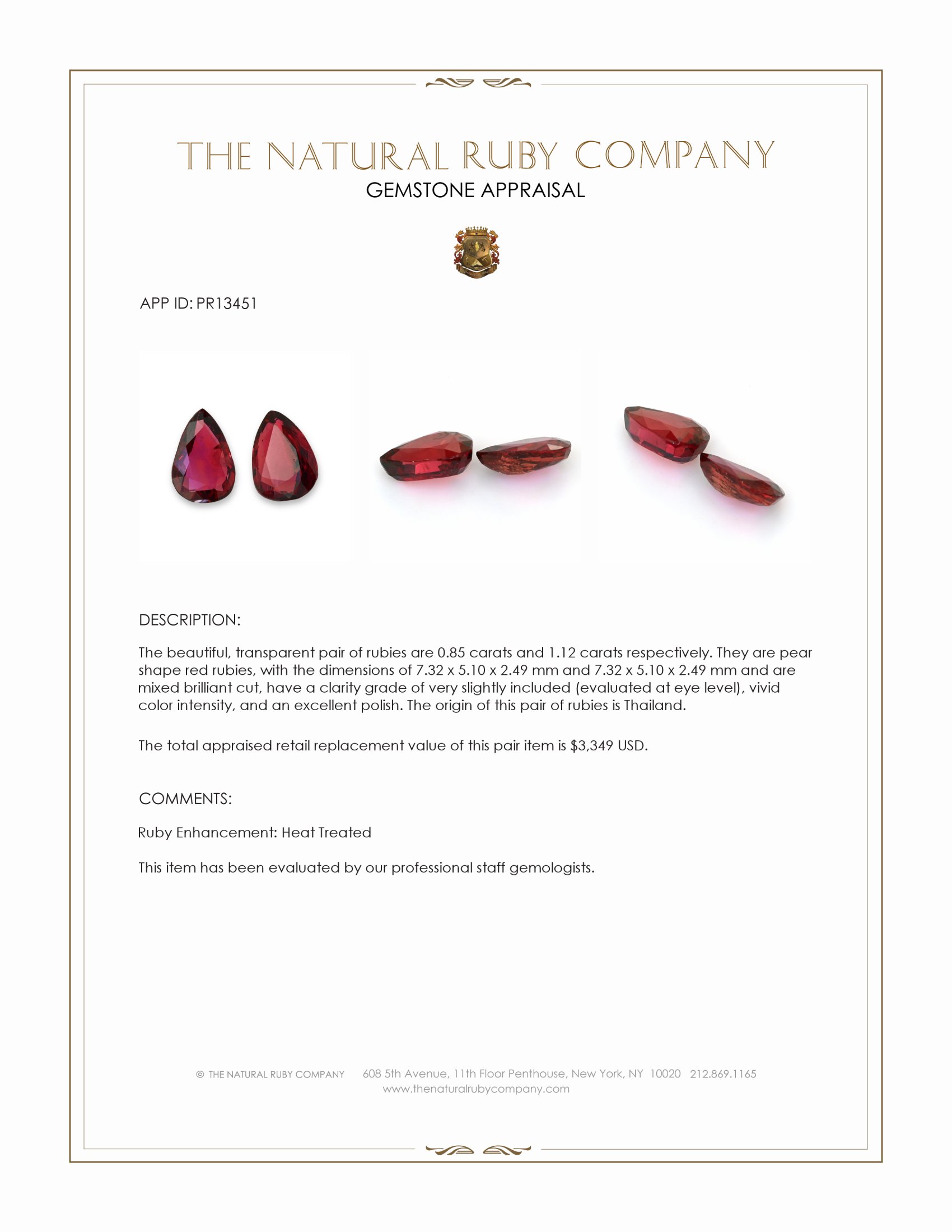 1.97 Ct.Tw. Ruby Pair from Thailand