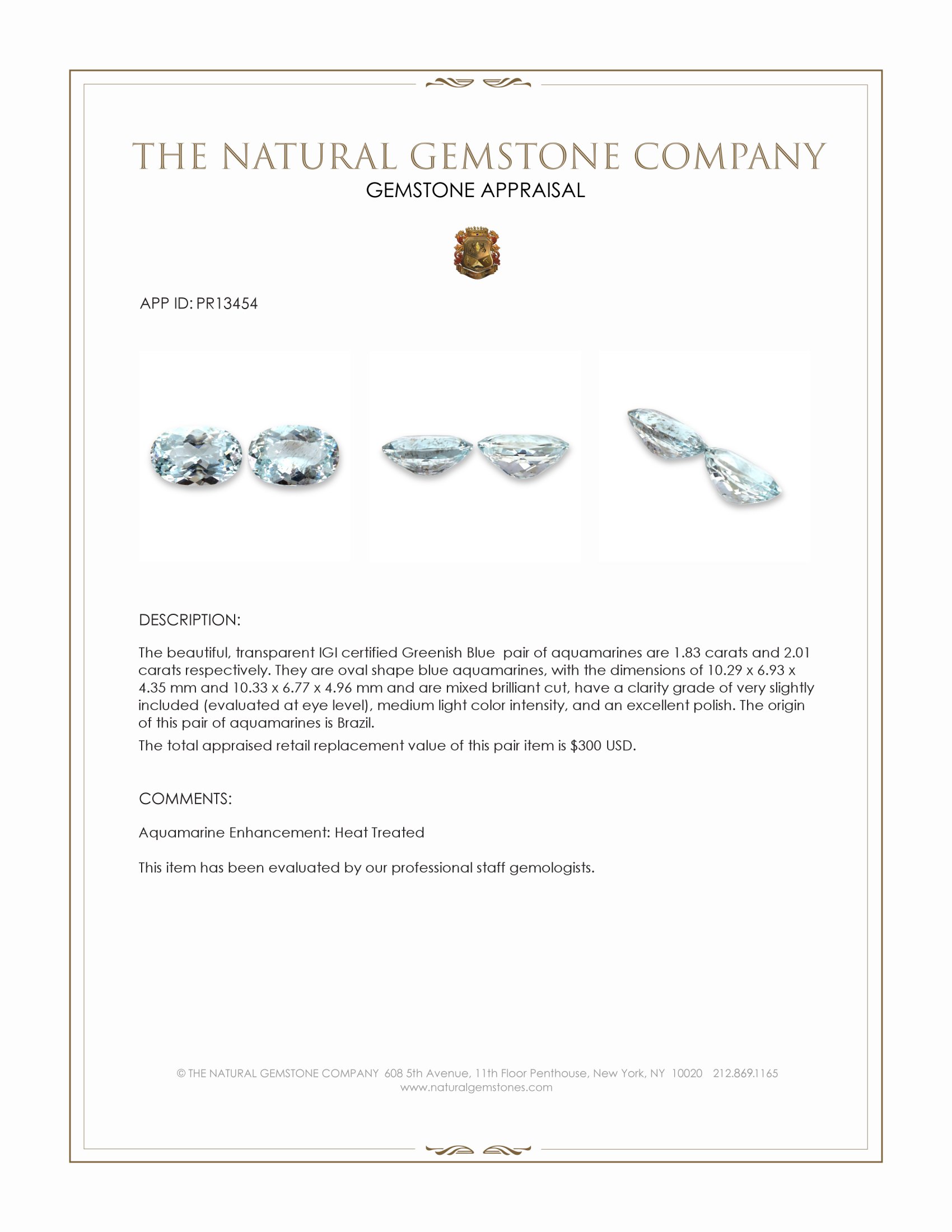 3.84 Ct.Tw. Aquamarine Pair from Brazil