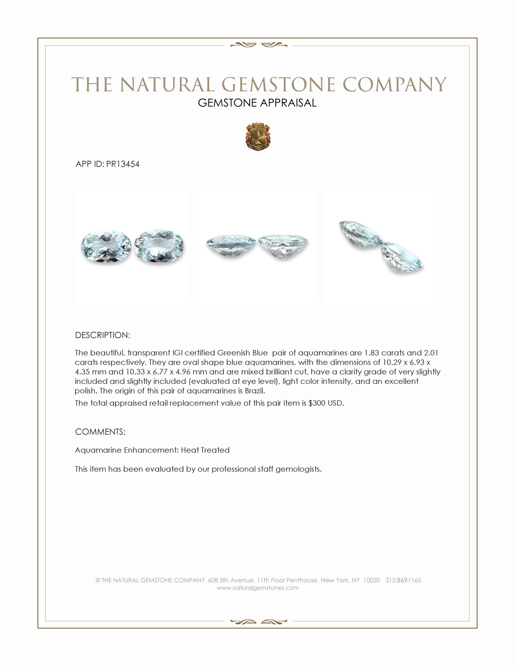 3.84 Ct.Tw. Aquamarine Pair from Brazil