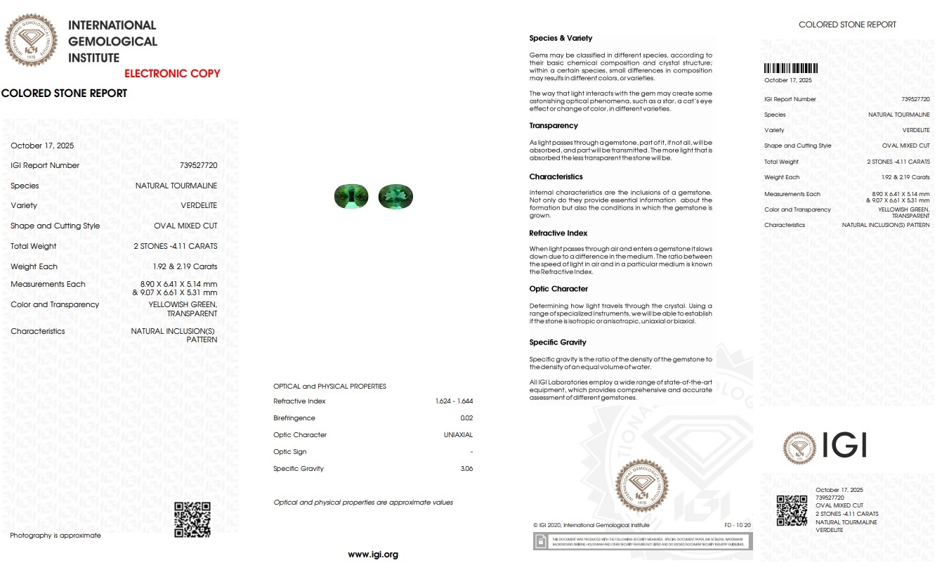 4.11 Ct.Tw. Tourmaline Pair from Mozambique