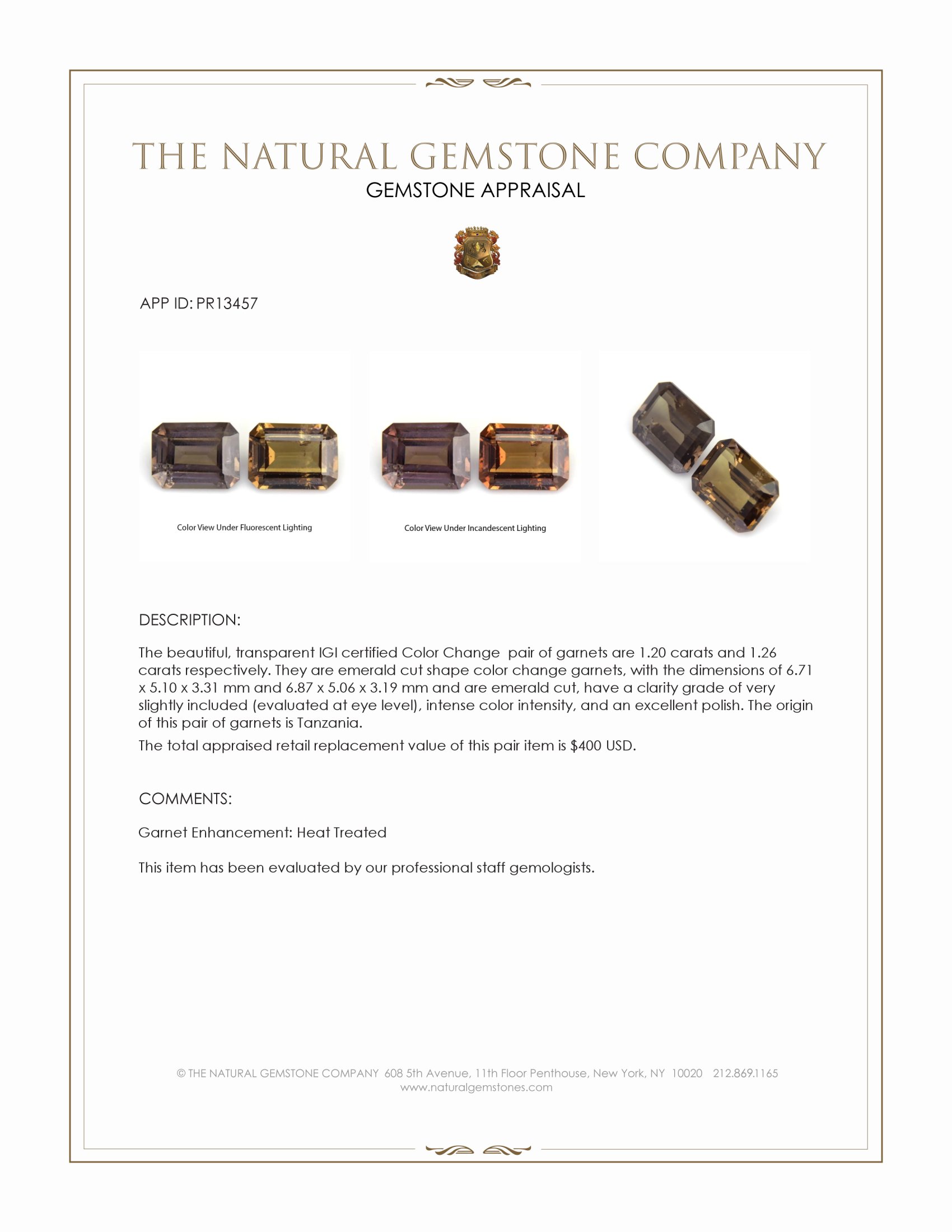 2.46 Ct.Tw. Garnet Pair from Tanzania