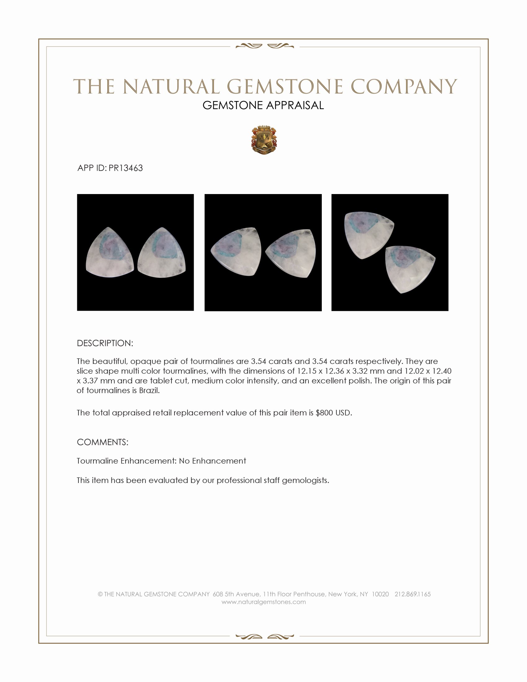 7.08 Ct.Tw. Tourmaline Pair from Brazil