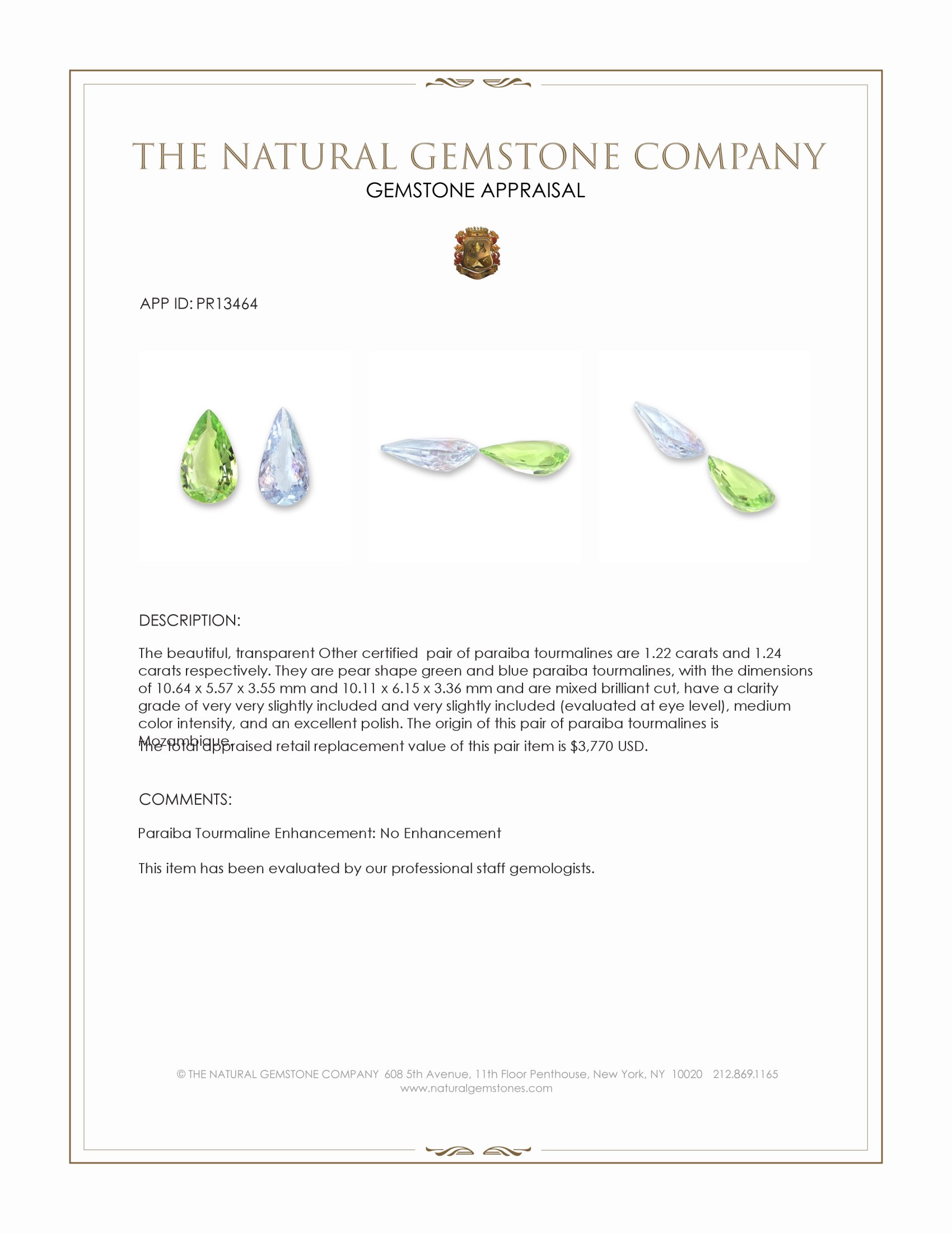 2.46 Ct.Tw. Paraiba Tourmaline Pair from Mozambique