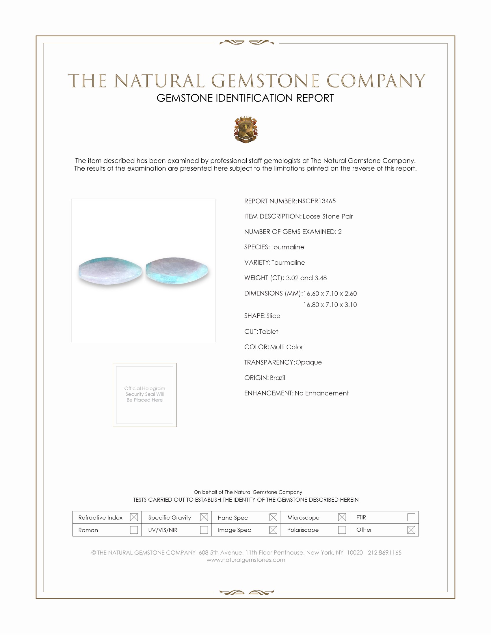 6.50 Ct.Tw. Tourmaline Pair from Brazil