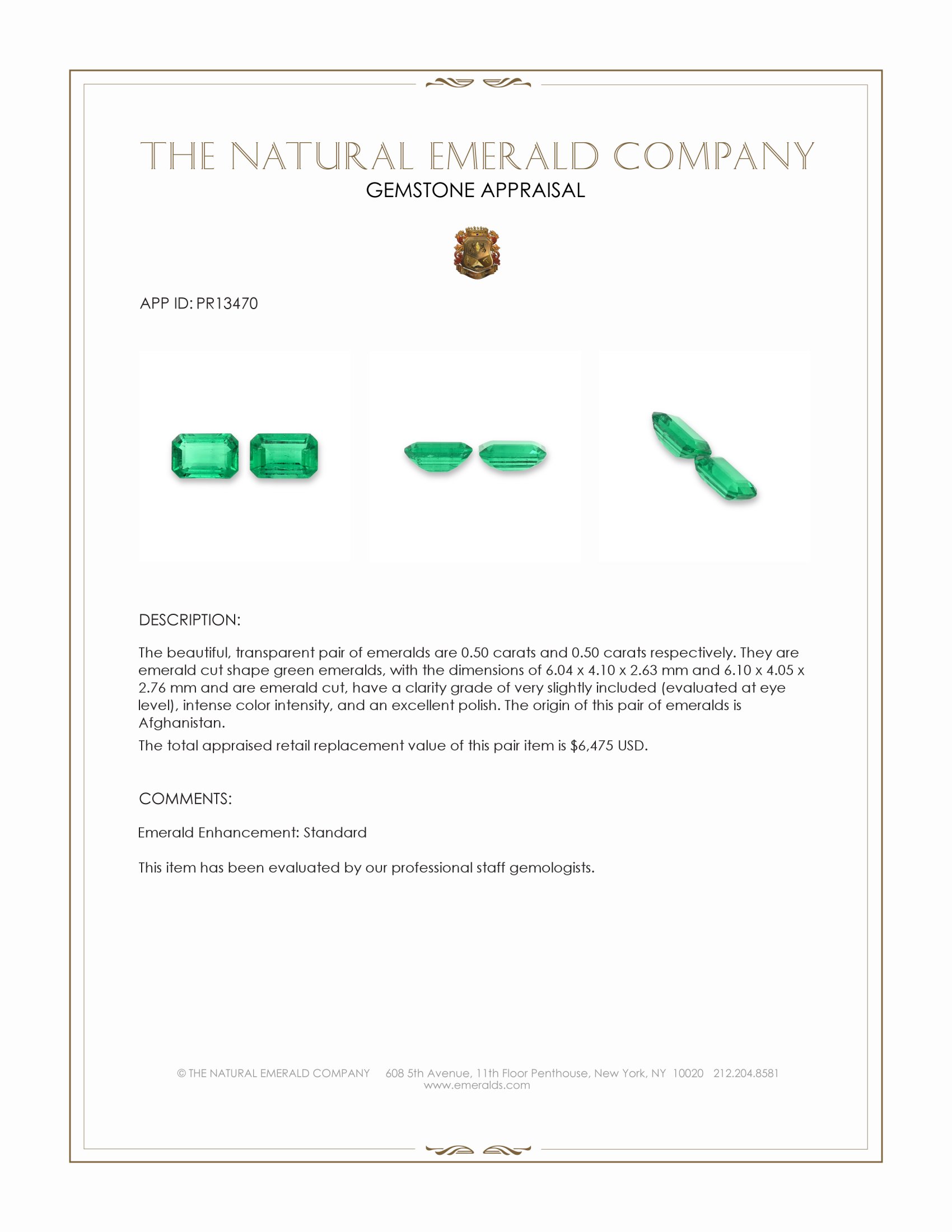 1.00 Ct.Tw. Emerald Pair from Afghanistan