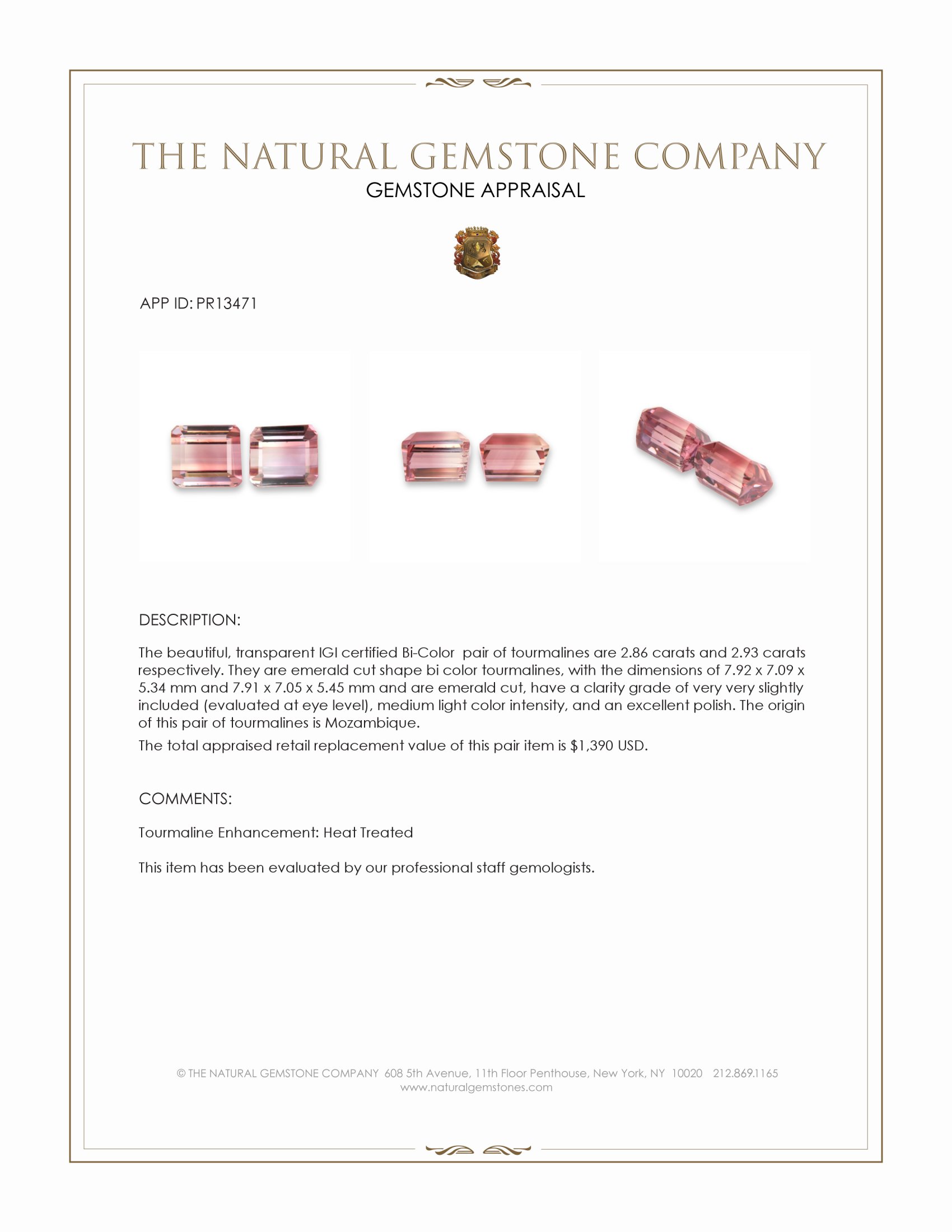 5.79 Ct.Tw. Tourmaline Pair from Mozambique