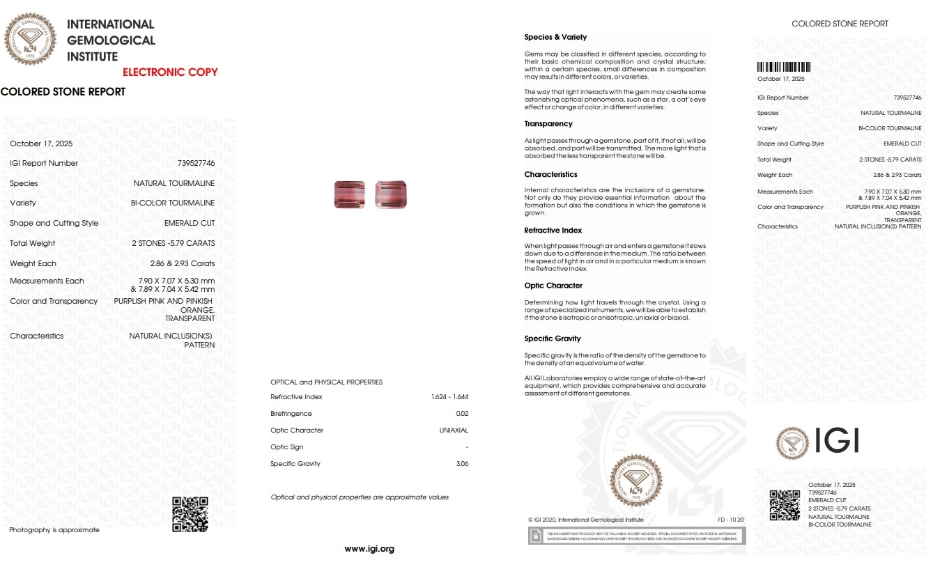 5.79 Ct.Tw. Tourmaline Pair from Mozambique