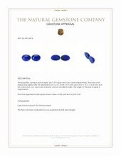 11.36&nbsp;Ct.Tw.Total Carat Weight Cabochon Lapis Pair from Afghanistan Appraisal