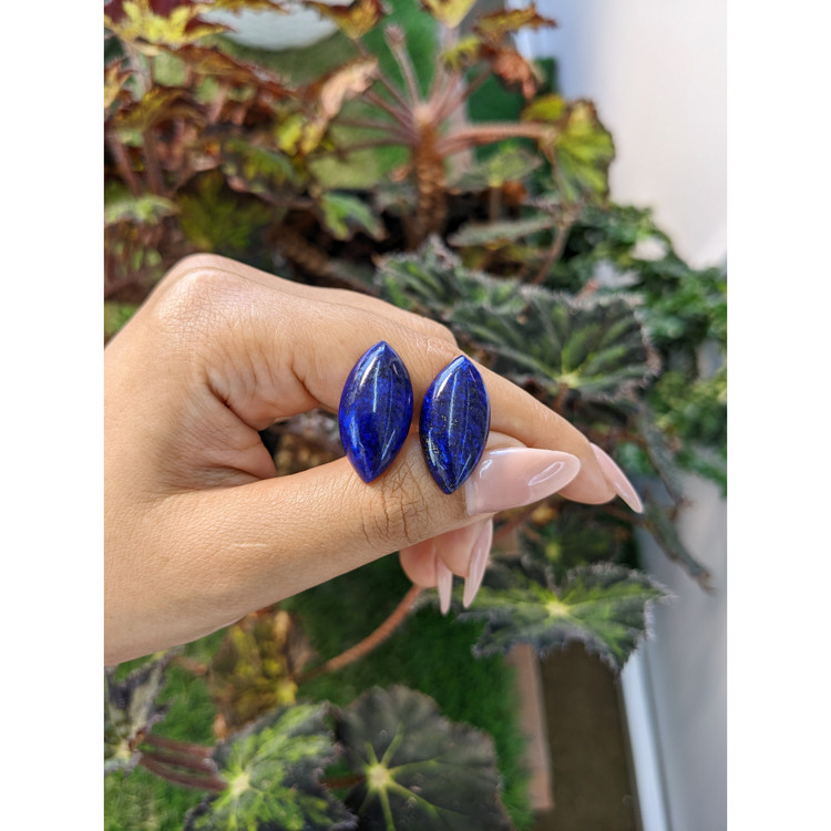 25.59 Ct.Tw. Cabochon Lapis Pair from Afghanistan