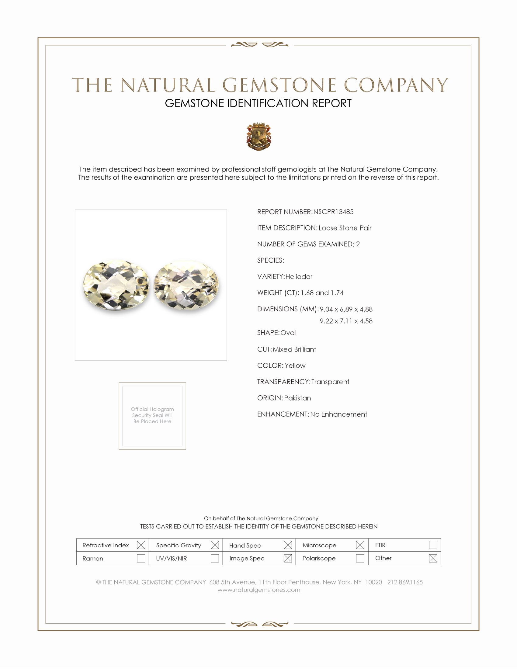 3.42 Ct.Tw. Yellow Heliodor Pair from Pakistan