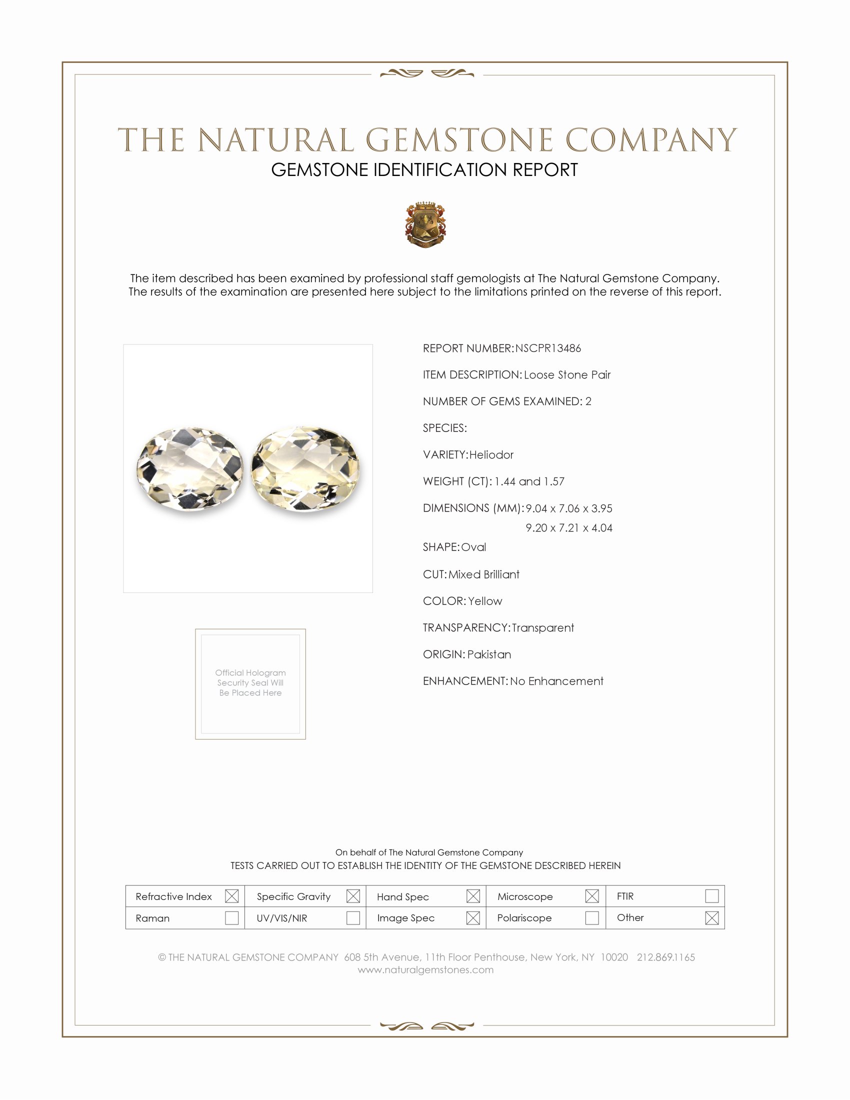 3.01 Ct.Tw. Yellow Heliodor Pair from Pakistan