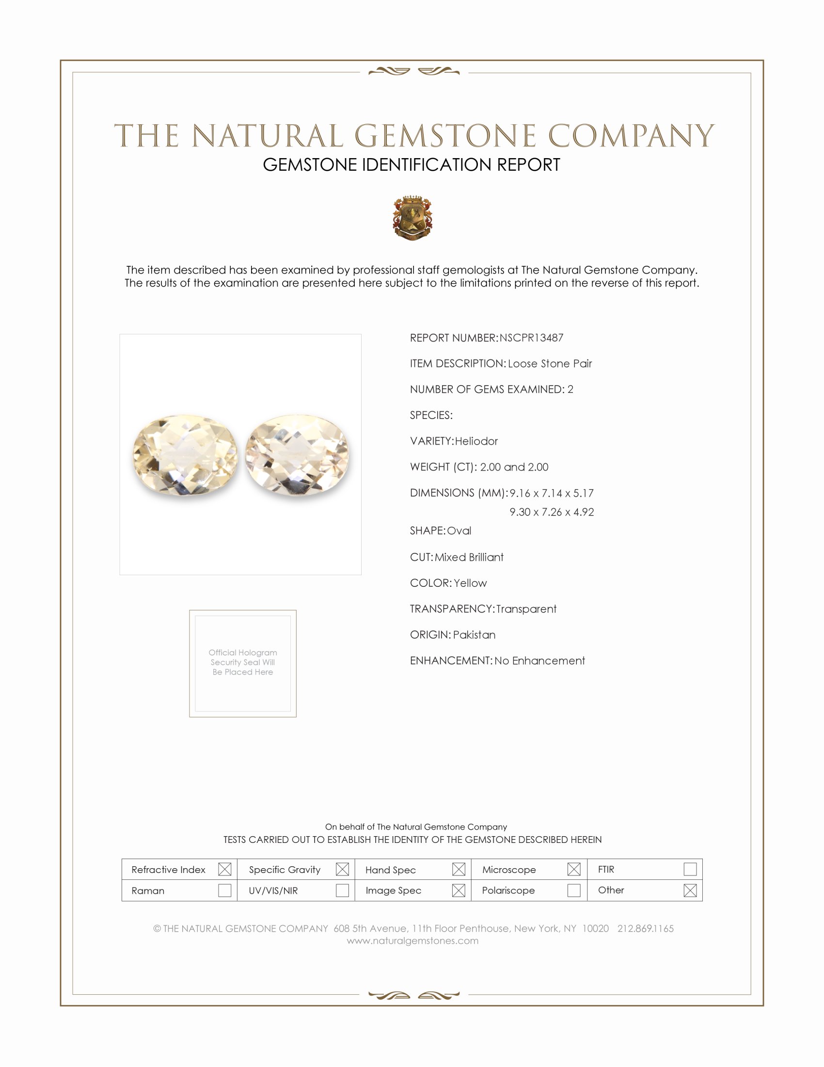 4.00 Ct.Tw. Yellow Heliodor Pair from Pakistan