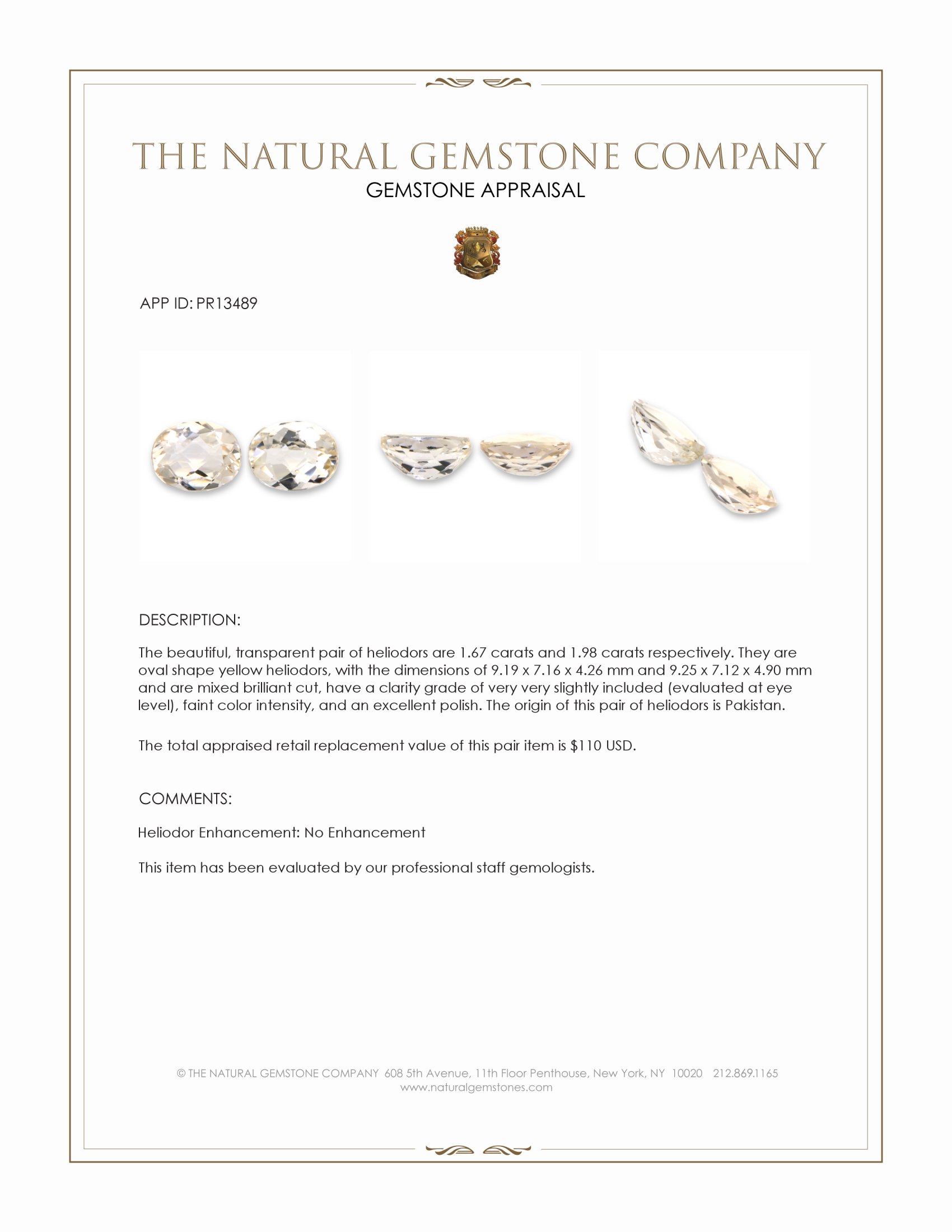 3.65 Ct.Tw. Heliodor Pair from Pakistan