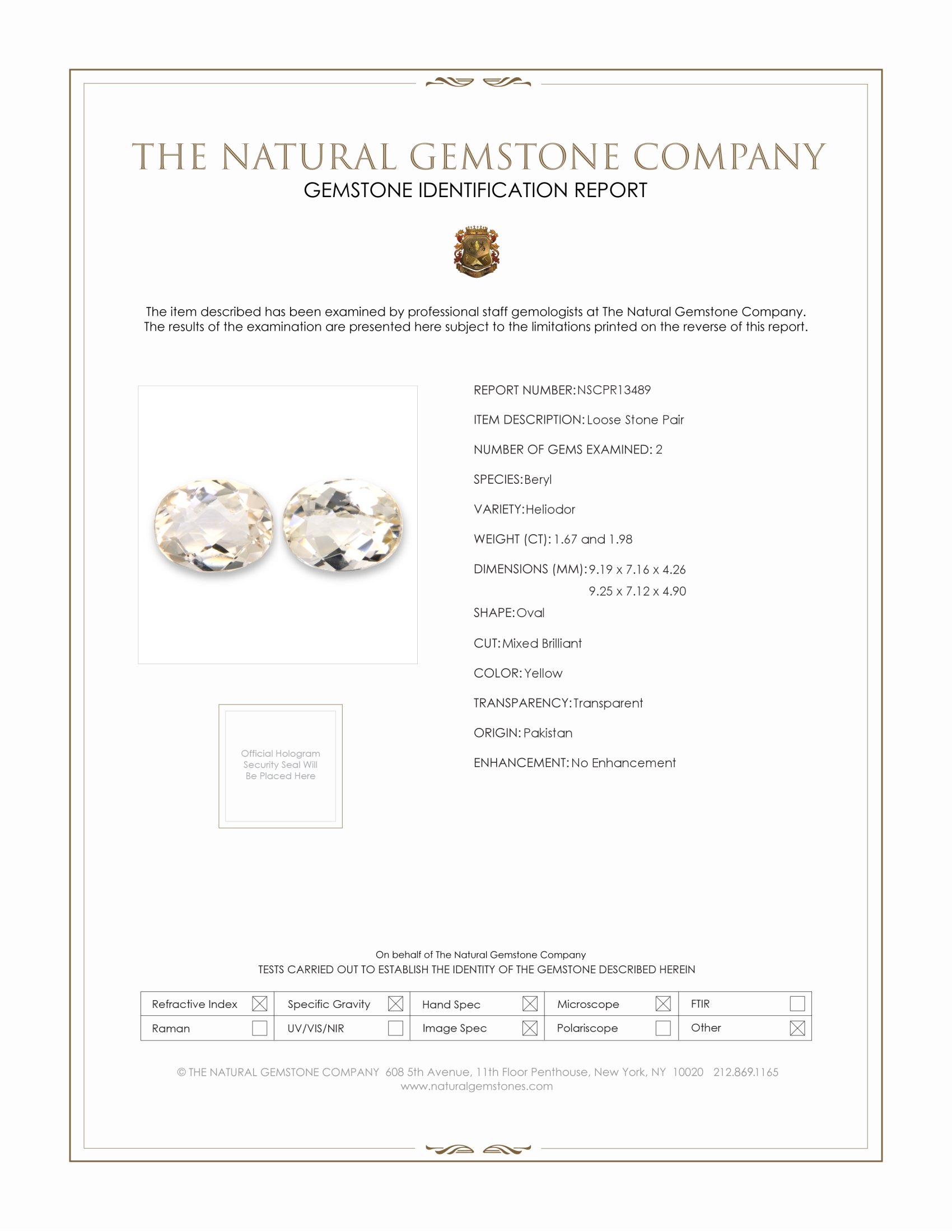 3.65 Ct.Tw. Heliodor Pair from Pakistan