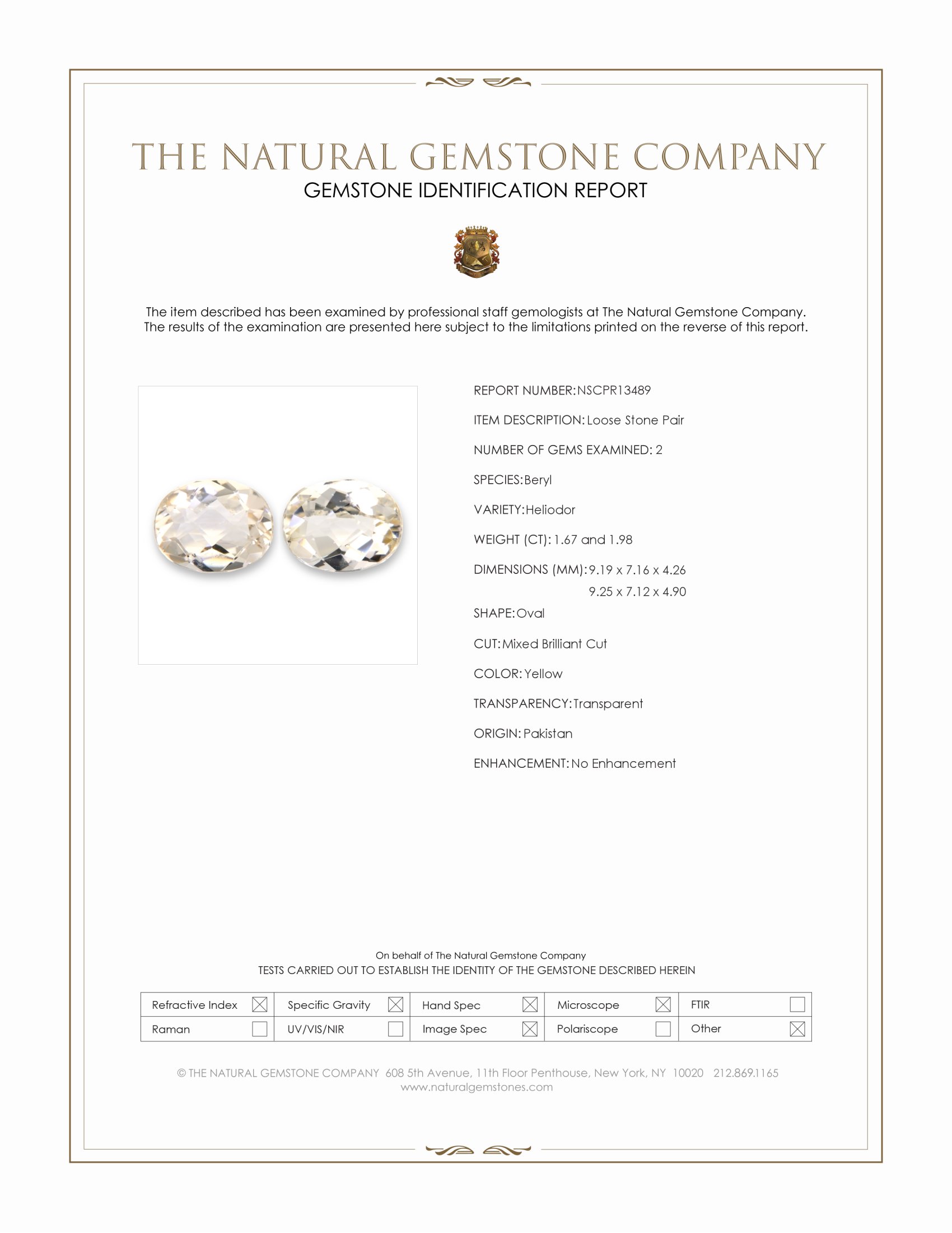 3.65 Ct.Tw. Yellow Heliodor Pair from Pakistan