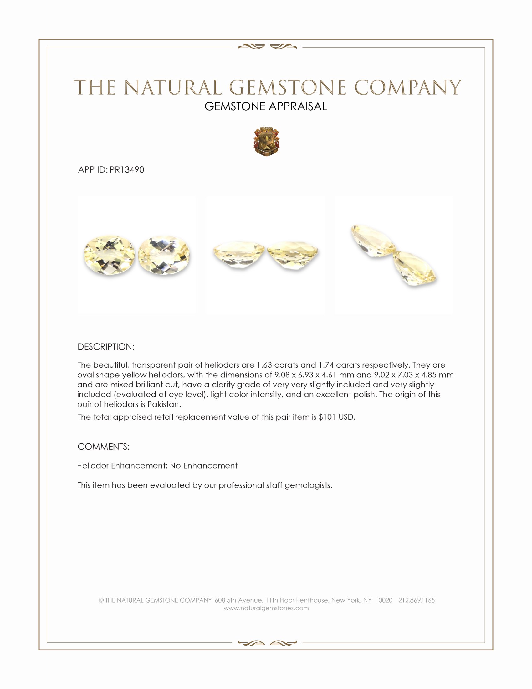 3.37 Ct.Tw. Heliodor Pair from Pakistan