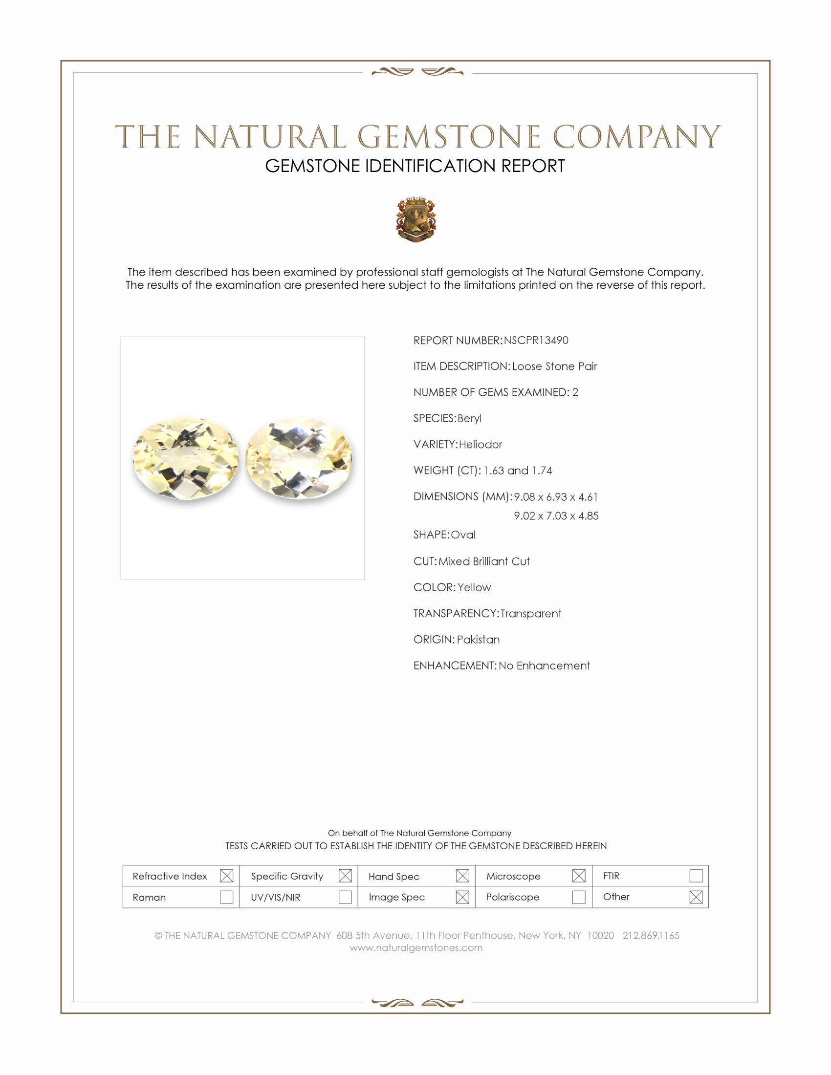 3.37 Ct.Tw. Yellow Heliodor Pair from Pakistan
