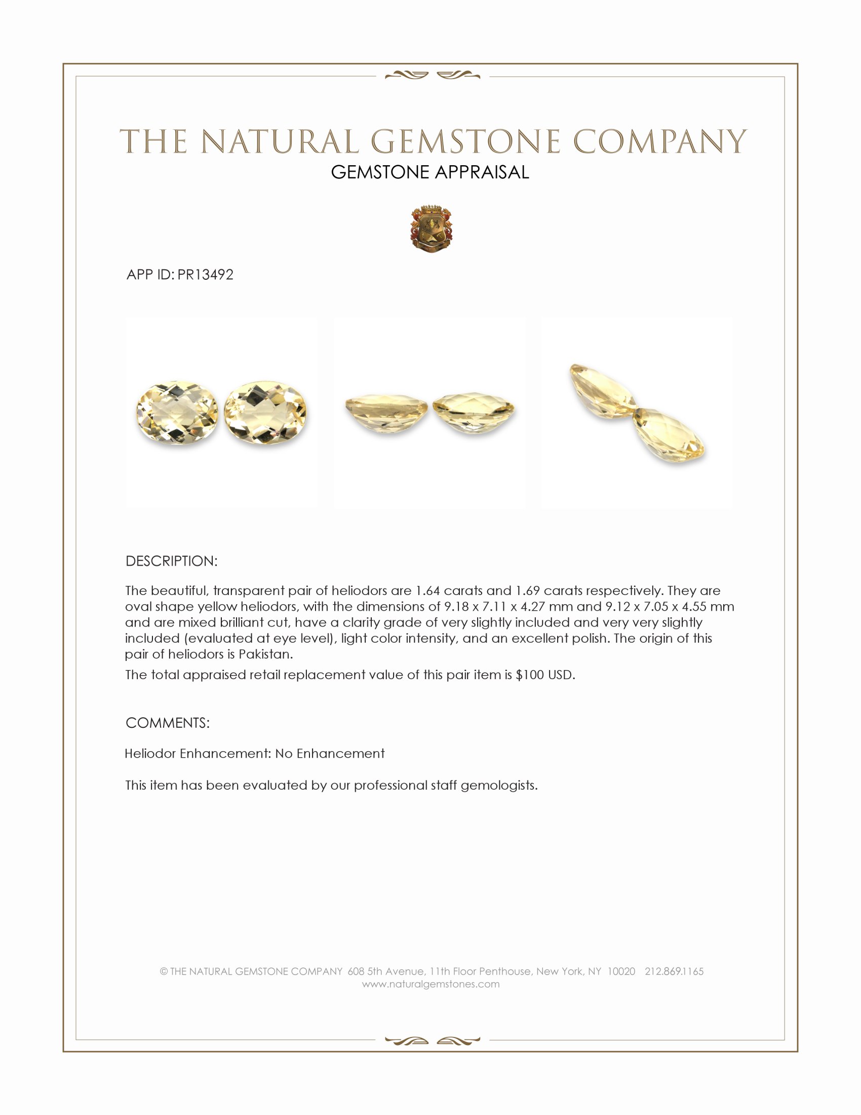 3.33 Ct.Tw. Heliodor Pair from Pakistan