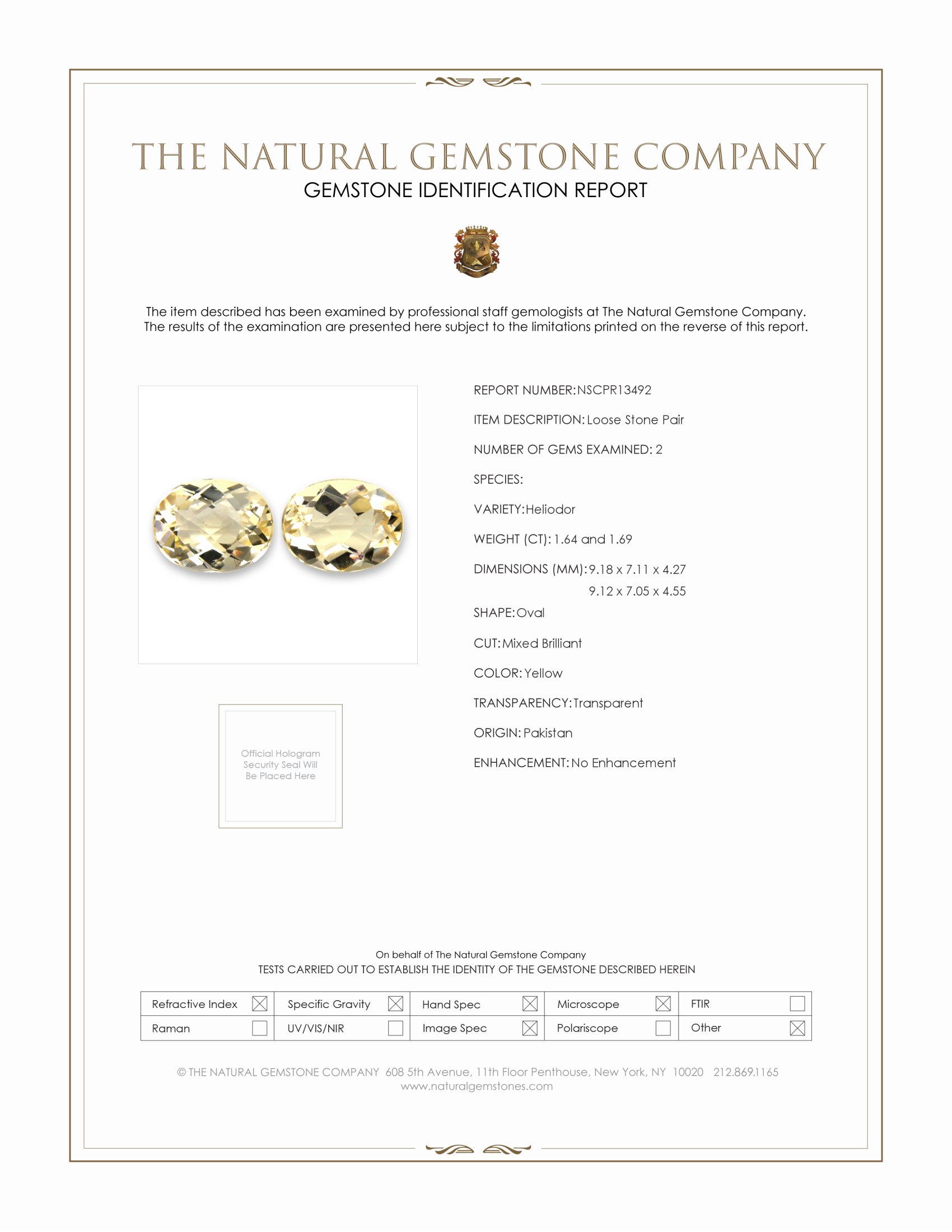 3.33 Ct.Tw. Yellow Heliodor Pair from Pakistan