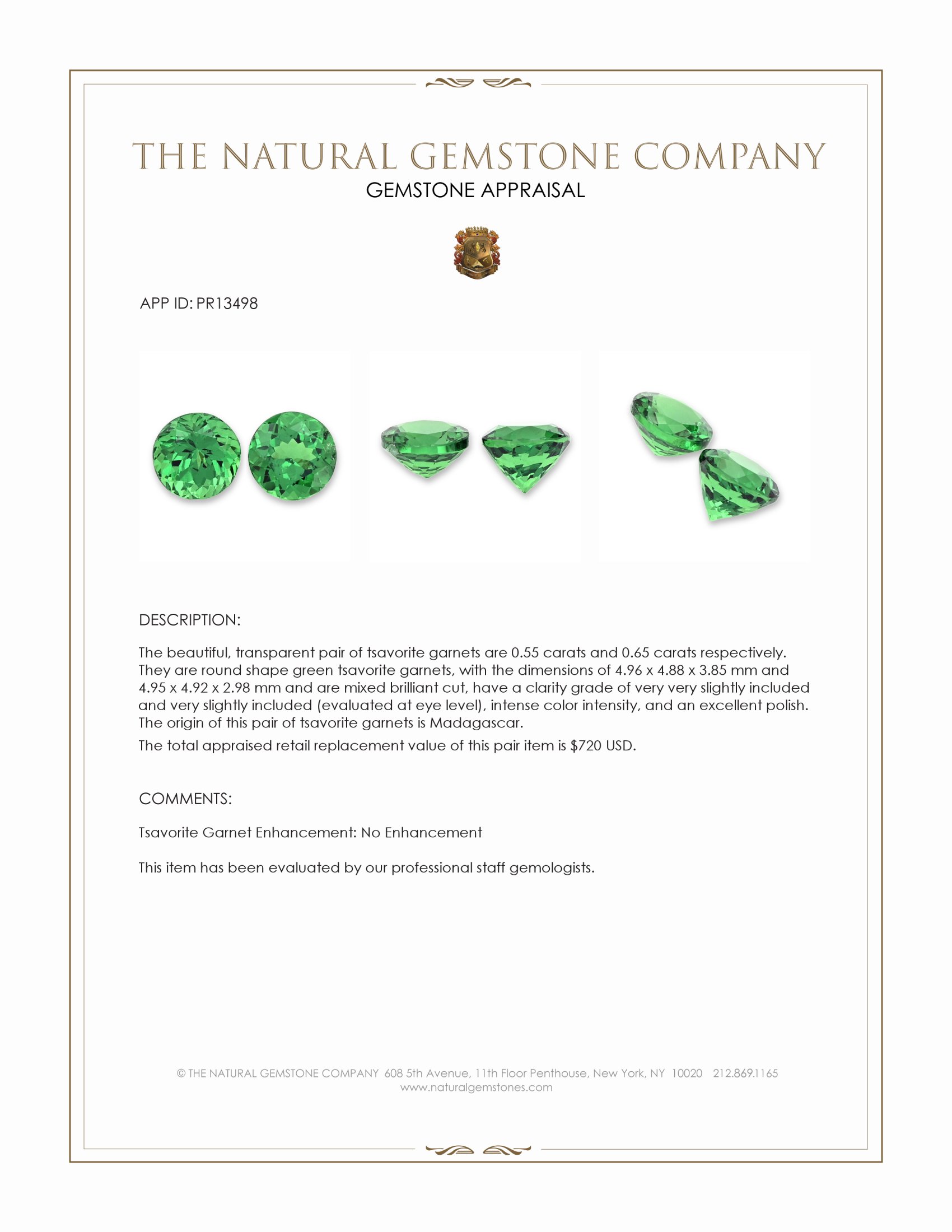 1.20 Ct.Tw. Tsavorite Garnet Pair from Madagascar