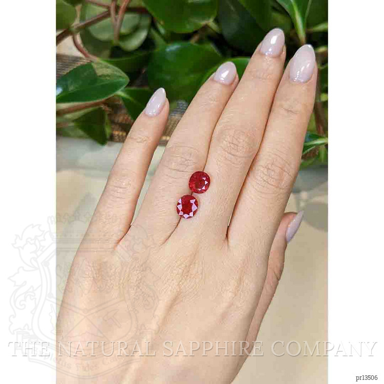 4.06 Ct.Tw. Pinkish Red Ruby Pair from Mozambique