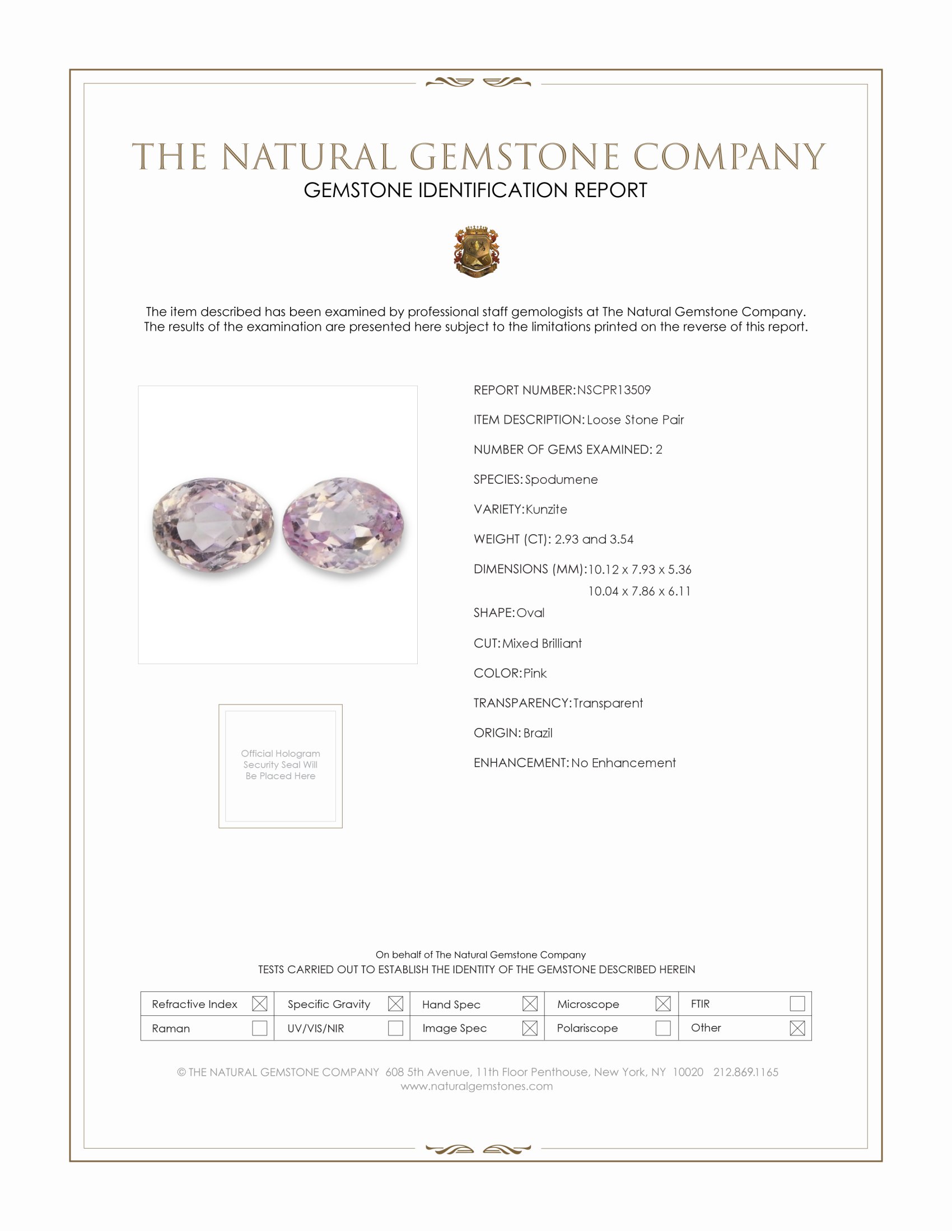 6.47 Ct.Tw. Pink Kunzite Pair from Brazil