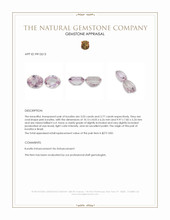 6.80 Ct.Tw.Total Carat Weight Pink Kunzite Pair from Brazil Appraisal