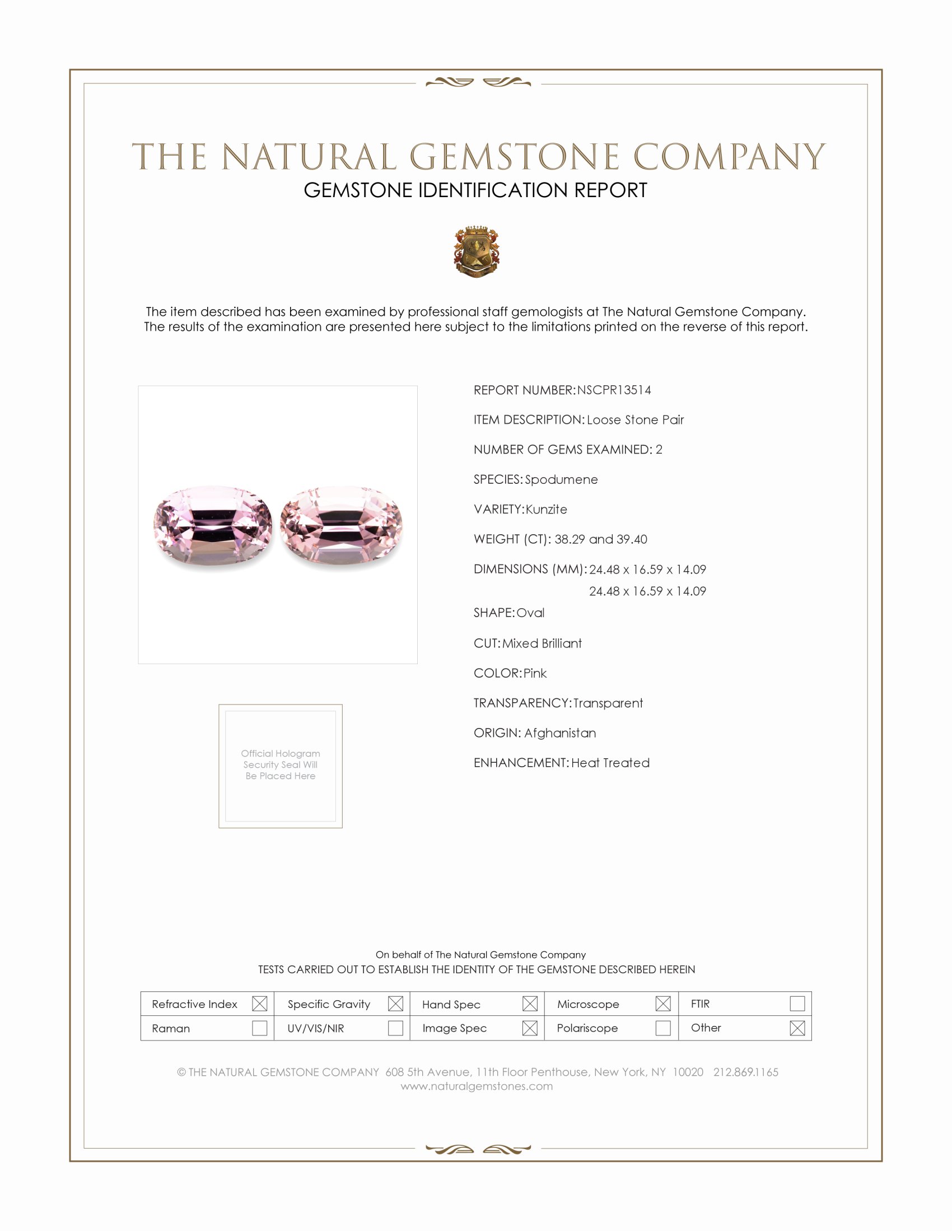 77.69 Ct.Tw. Pink Kunzite Pair from Afghanistan