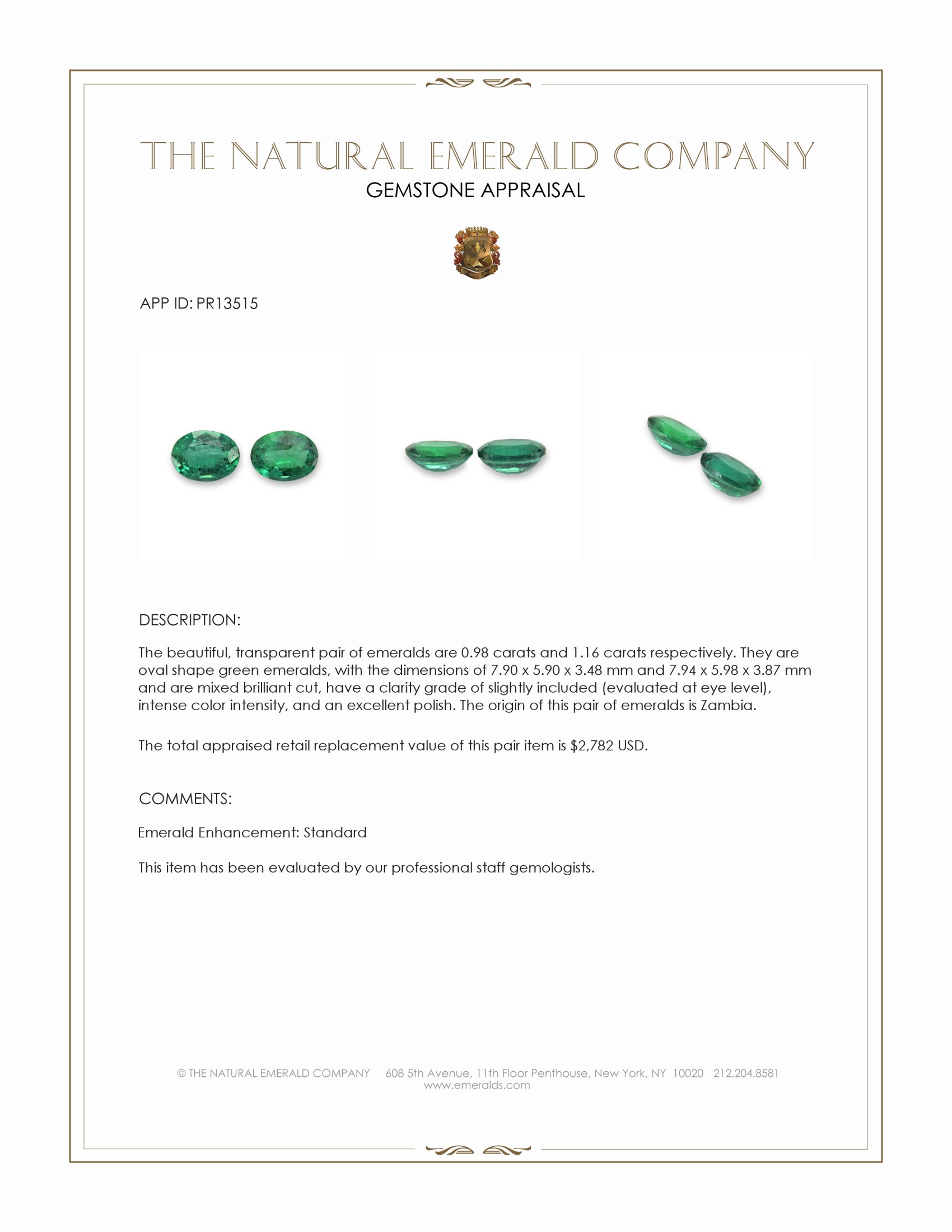 2.14 Ct.Tw. Emerald Pair from Zambia