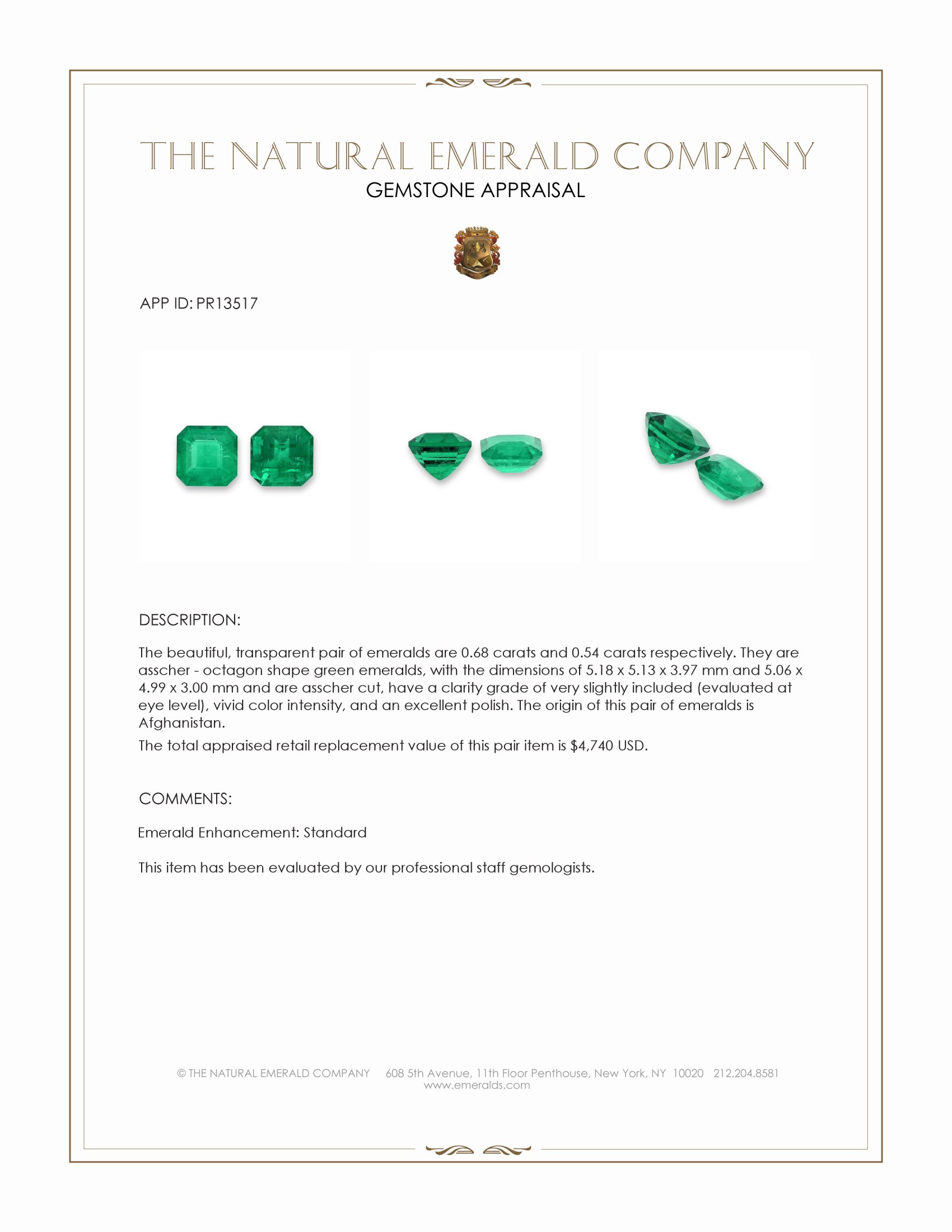 1.22 Ct.Tw. Emerald Pair from Afghanistan
