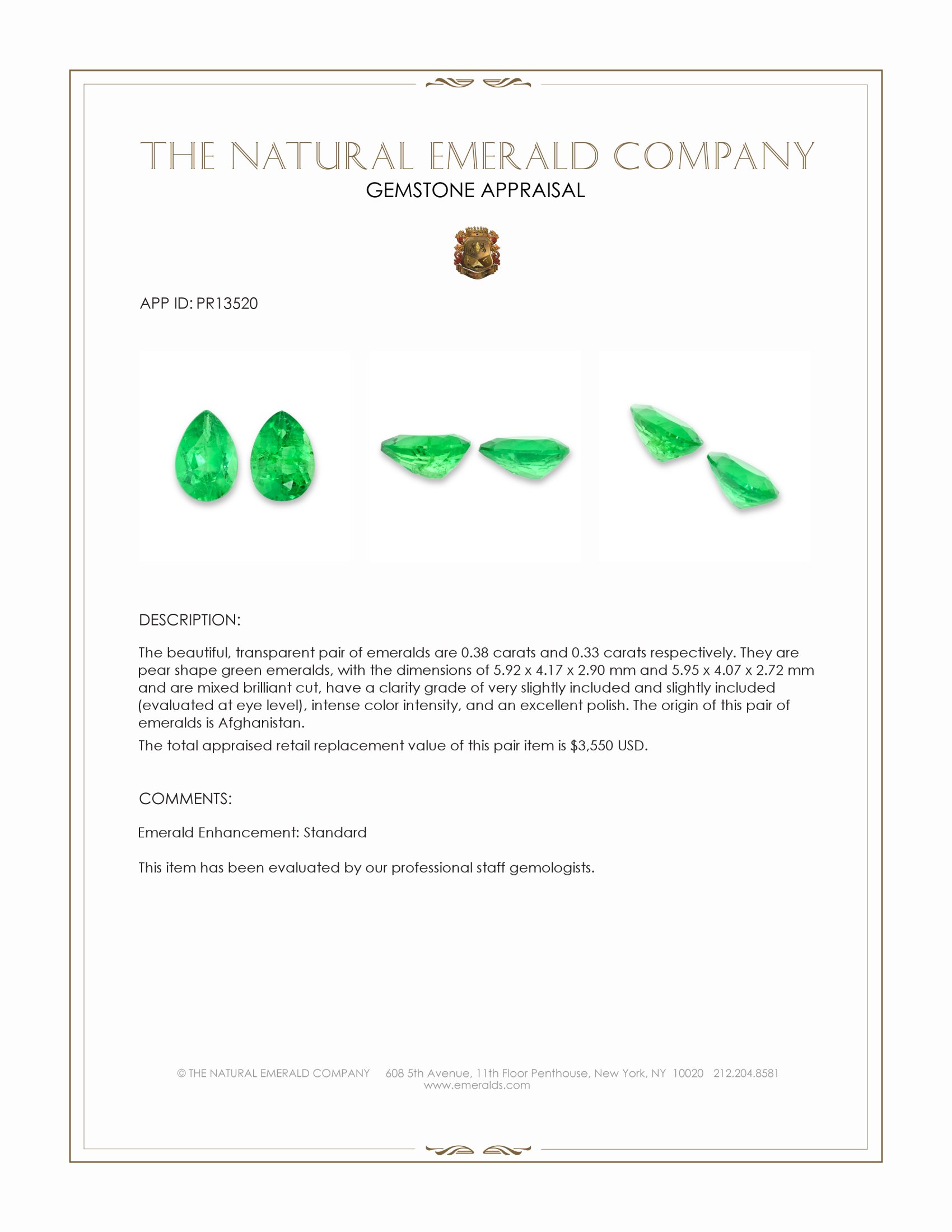 0.71 Ct.Tw. Emerald Pair from Afghanistan