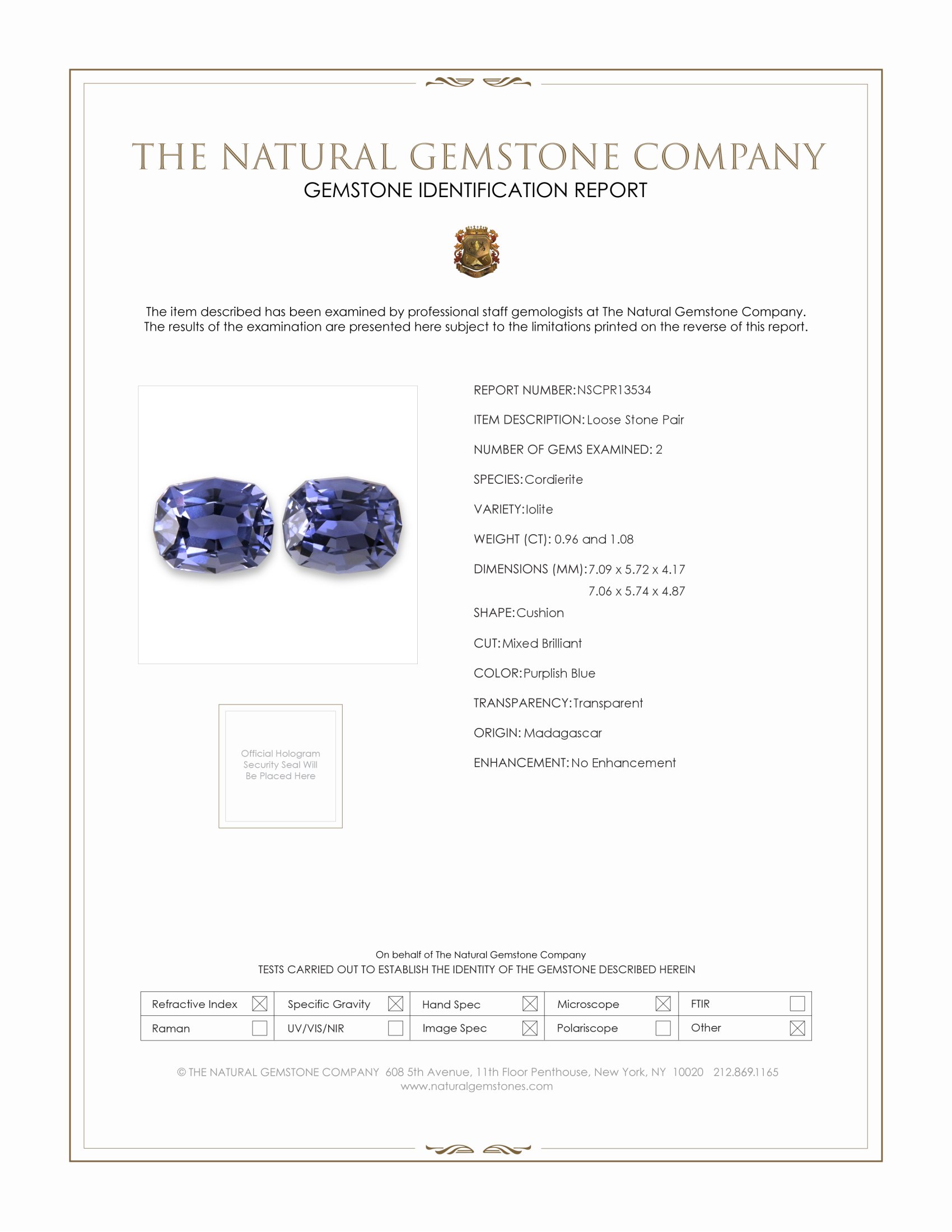 2.04 Ct.Tw. Iolite Pair from Madagascar