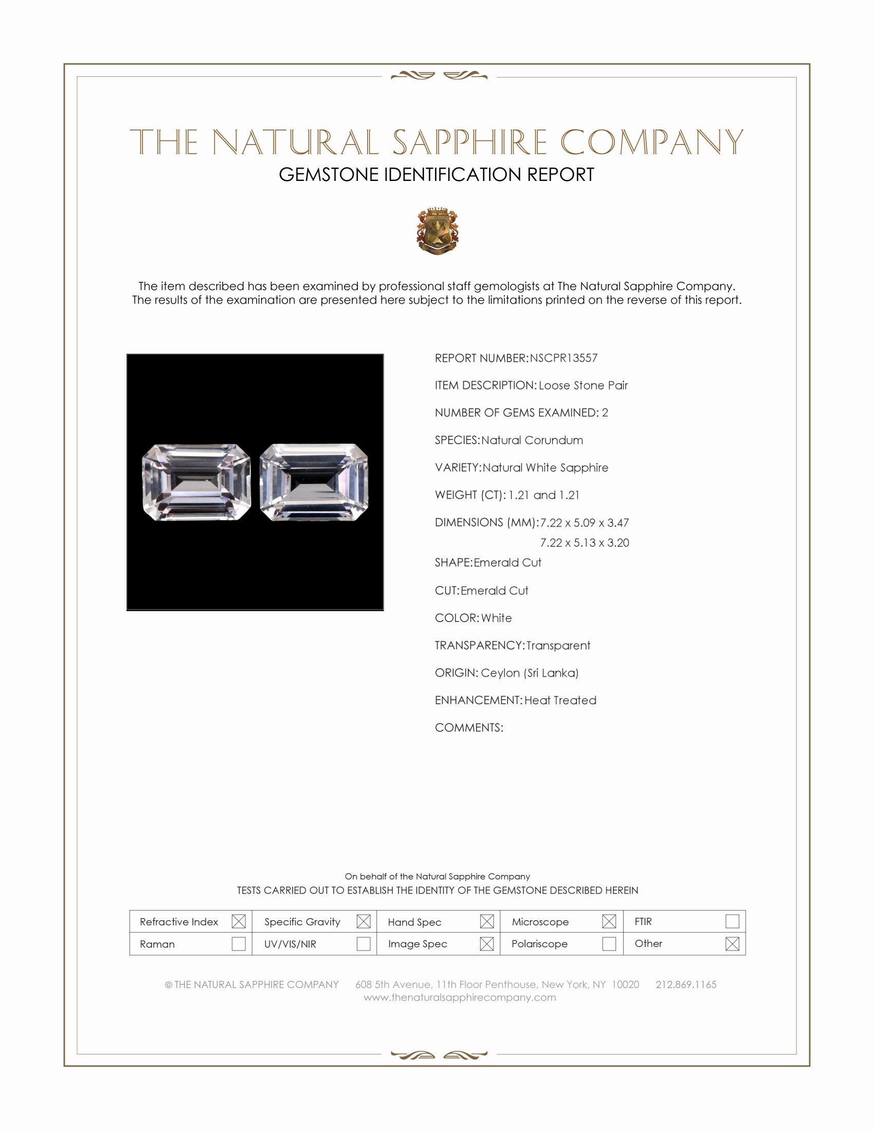2.42 Ct.Tw. White Sapphire Pair from Ceylon (Sri Lanka)