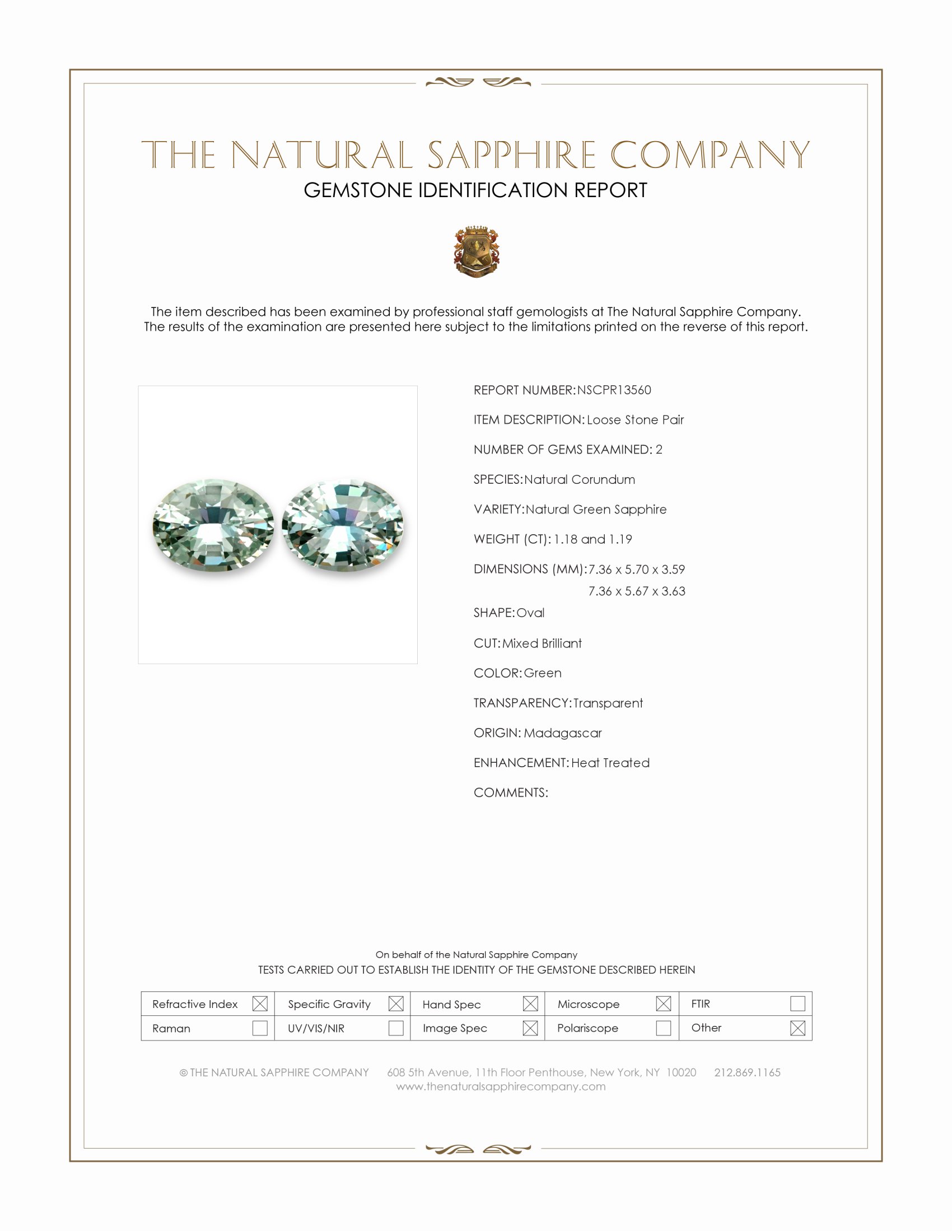 2.37 Ct.Tw. Green Sapphire Pair from Madagascar