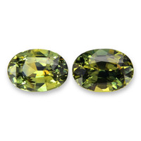 2.12&nbsp;Ct.Tw.Total Carat Weight Yellowish Green Sapphire Pair from Ceylon (Sri Lanka) Video